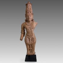 A Fine Pink Sandstone Carving of Vishnu. India, ca: 11th/12th Century.A very fine pink sandstone