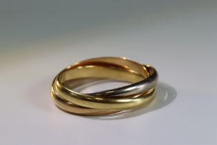 A Cartier 3 Colour Gold Trinity Bangle, (9mil) 3 bangles ,fully signed Cartier.med size. IZ1777.