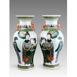 A  Pair of Erotic 'famille verte' Vases, 19th century