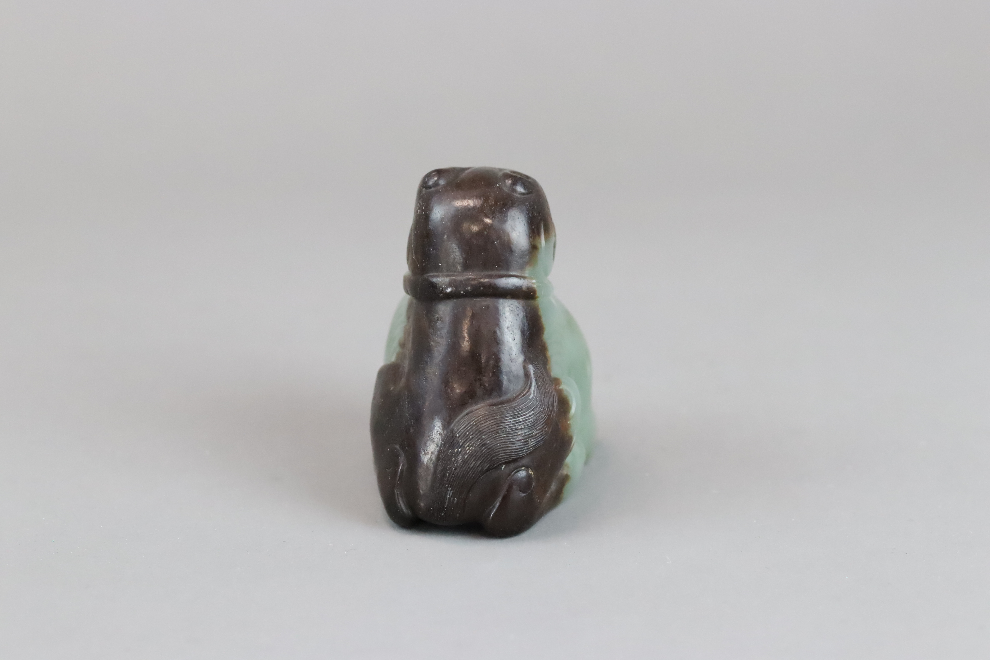 A Green and Brown Jade Seated Lion, Ming dynasty, - Image 6 of 10