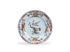 A 'famille verte' Floral Plate, Kangxi