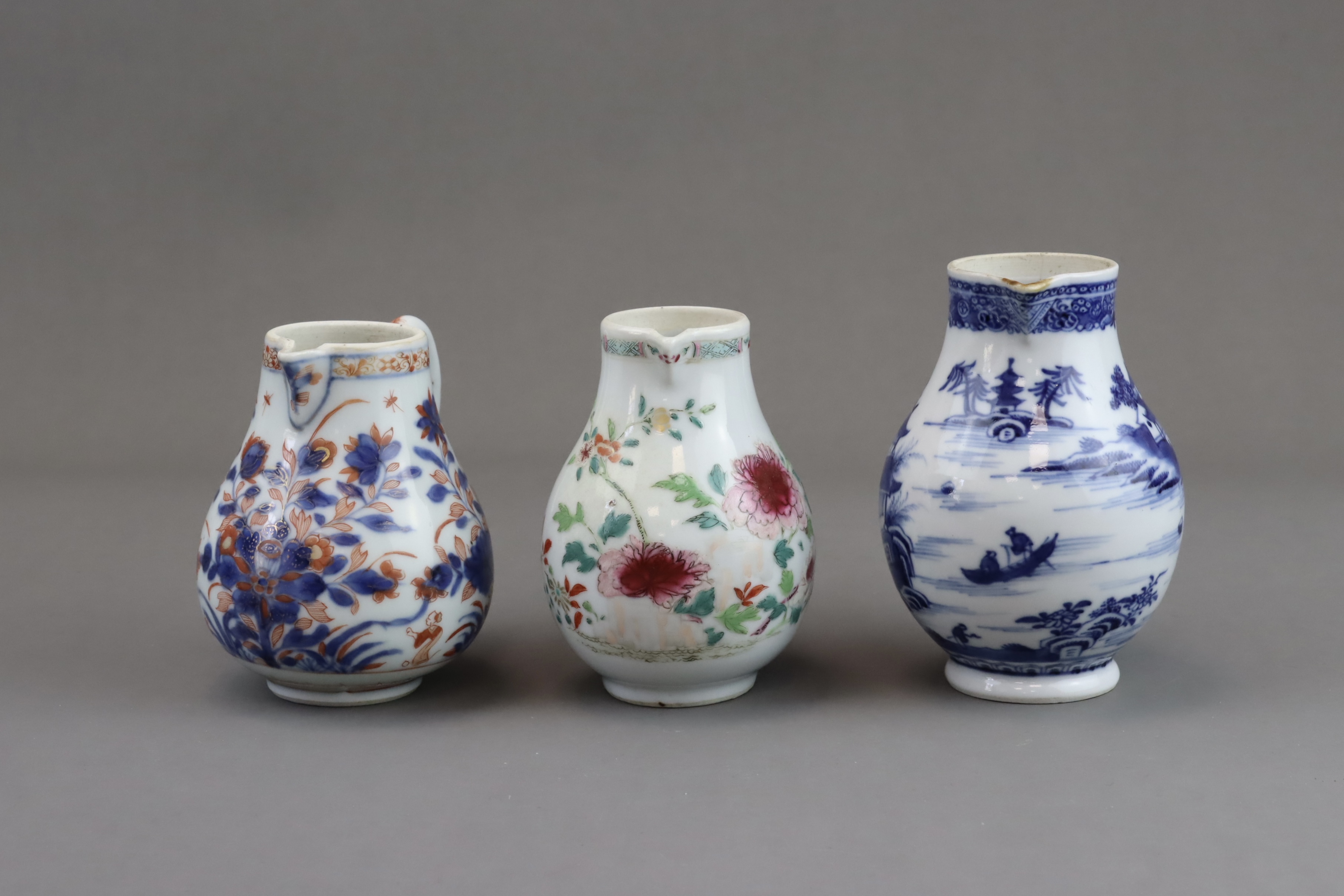 Three Blue and White and 'famille rose' Milk Jugs, 18th century - Image 7 of 10