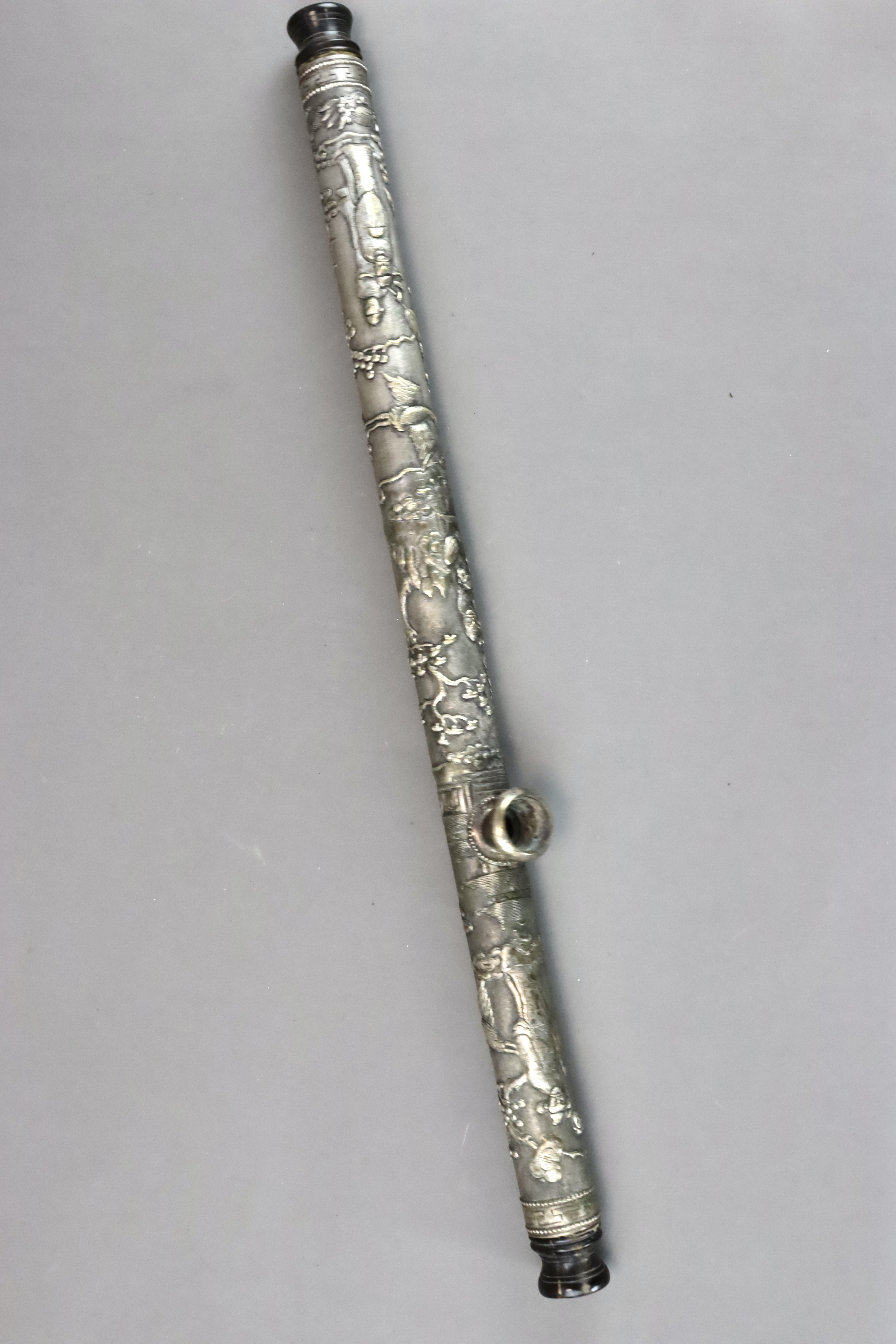 An Unusual Silver Opium Pipe, late Qing dynasty, - Image 4 of 11