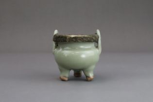 A Longquan Celadon Tripod Incense Burner, Yuan dynasty