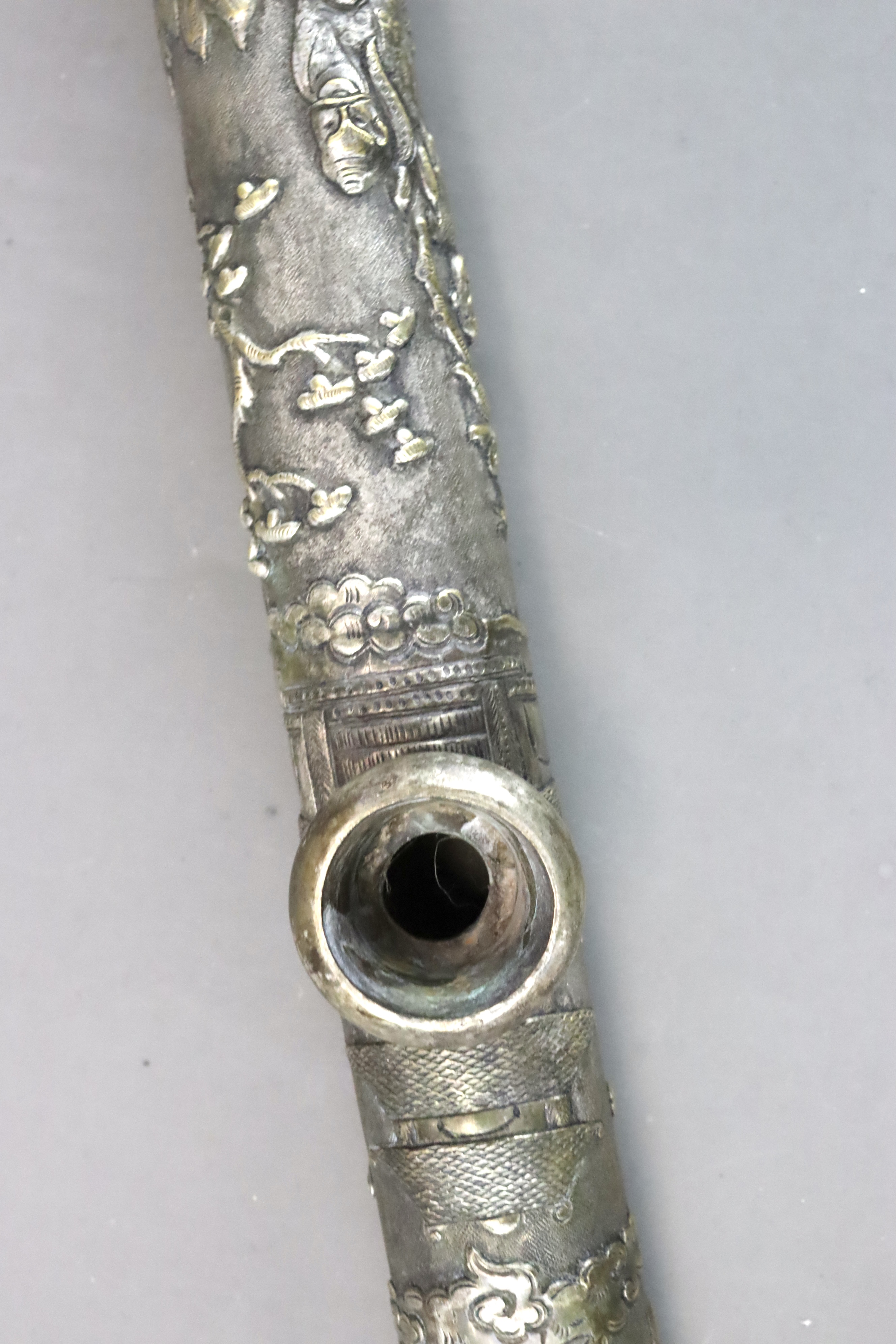 An Unusual Silver Opium Pipe, late Qing dynasty, - Image 5 of 11