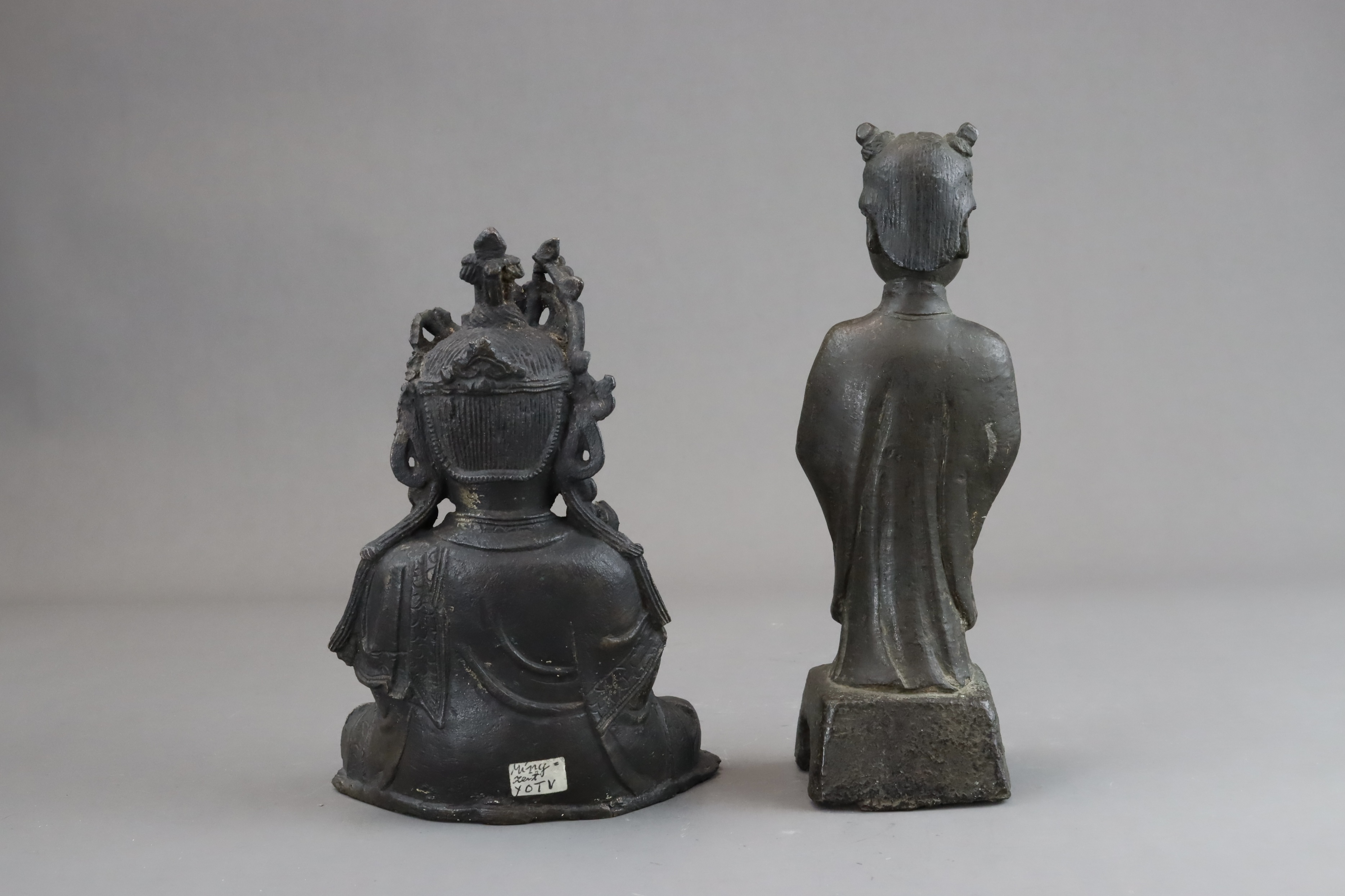A Bronze Seated Bodhisattva, and a Standing Acolyte, Ming dynasty - Image 5 of 14
