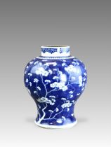 A Blue and White Baluster Vase with Prunus, Kangxi