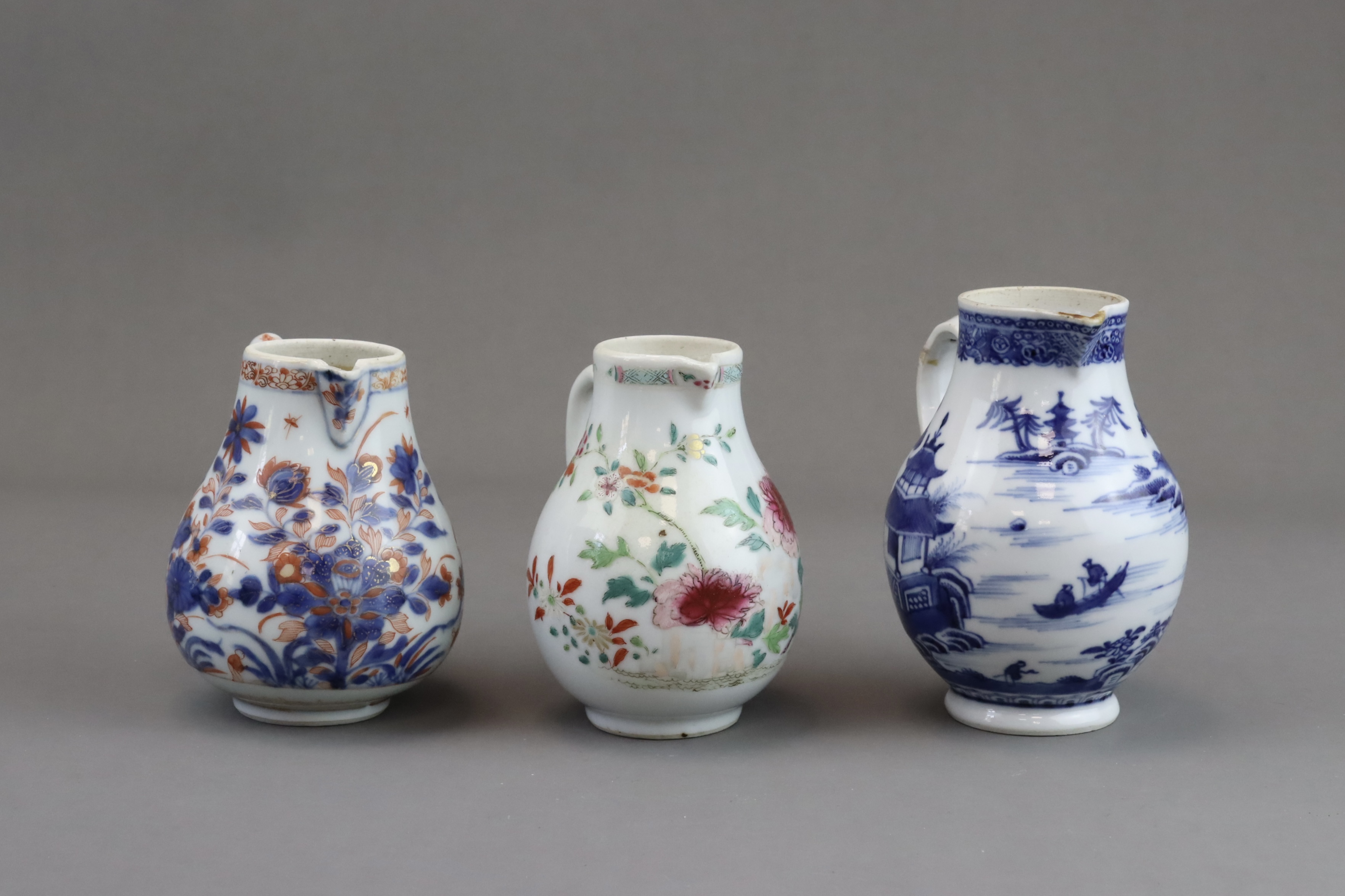 Three Blue and White and 'famille rose' Milk Jugs, 18th century - Image 8 of 10