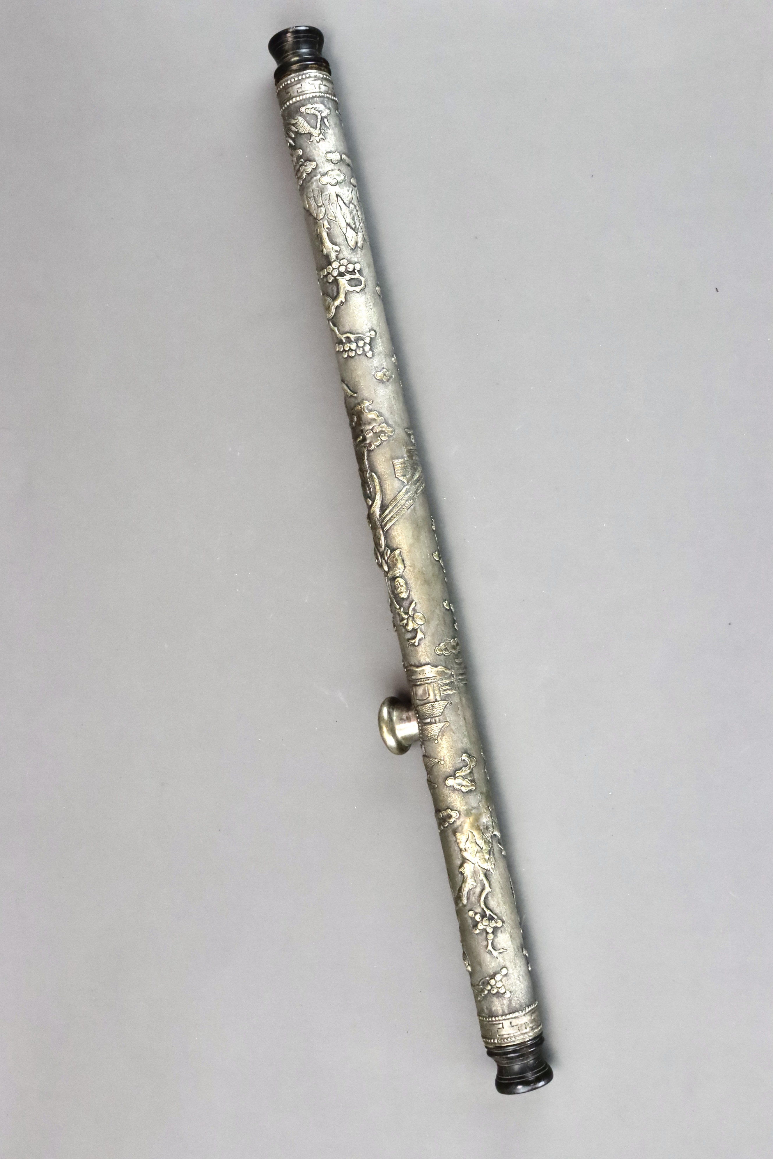 An Unusual Silver Opium Pipe, late Qing dynasty, - Image 2 of 11