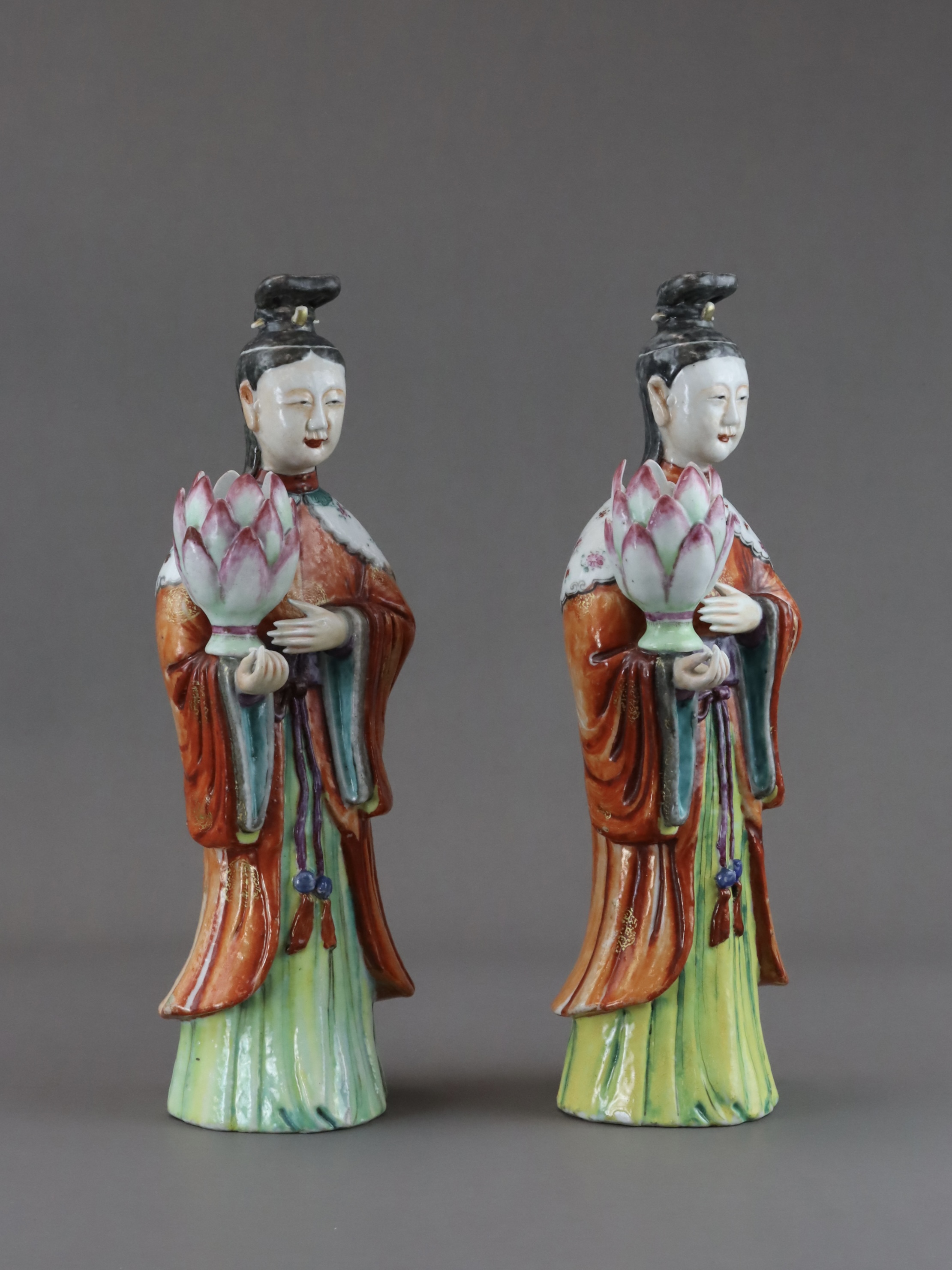 A Pair of 'famille rose' Ladies, Qianlong - Image 8 of 12