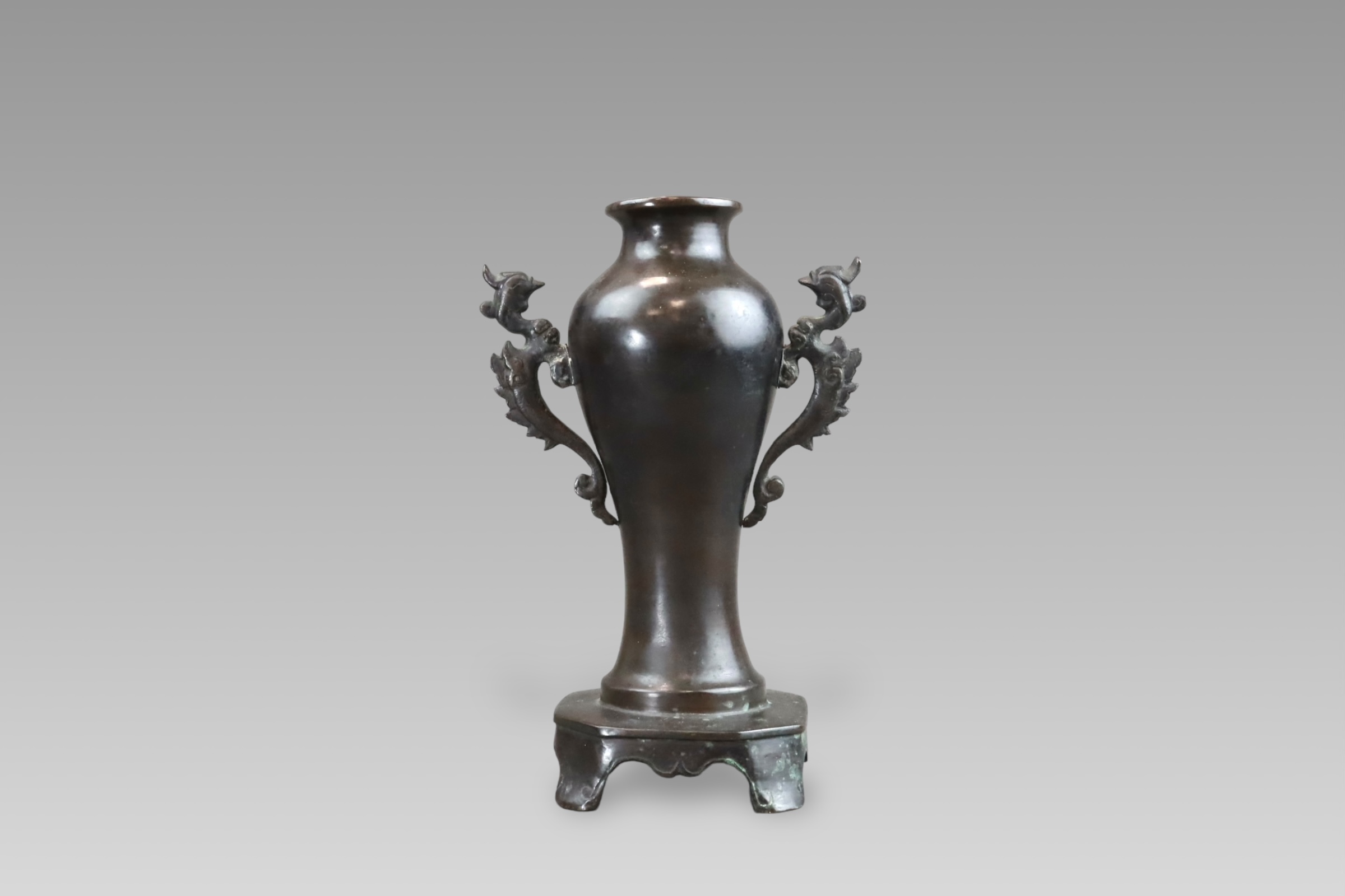 A Bronze Phoenix Handled Vase, Ming dynasty,