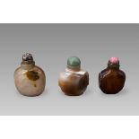 Three Agate Snuffbottles, 19th century