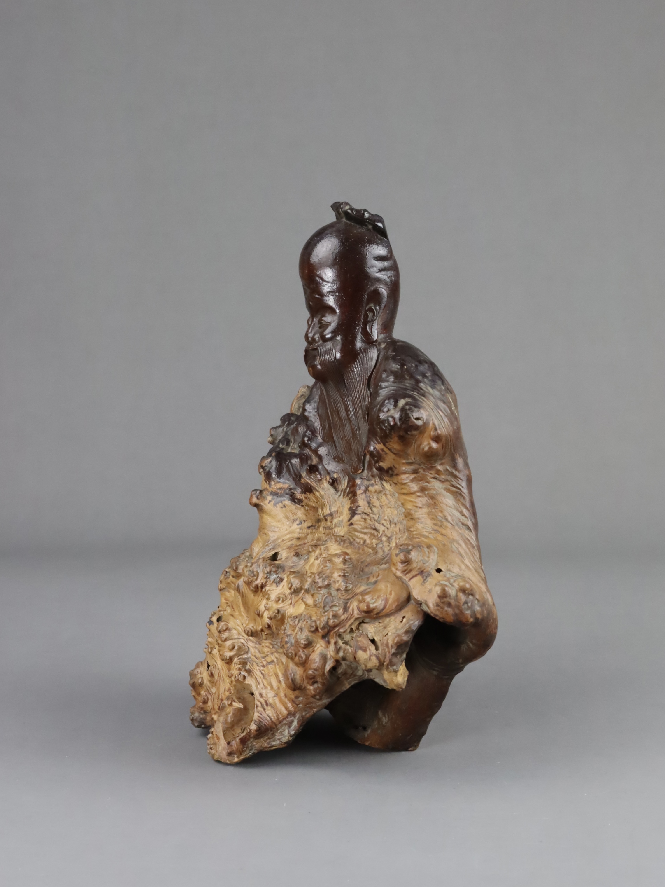 A Root Wood Carving of Shoulao, Qing dynasty - Image 9 of 11