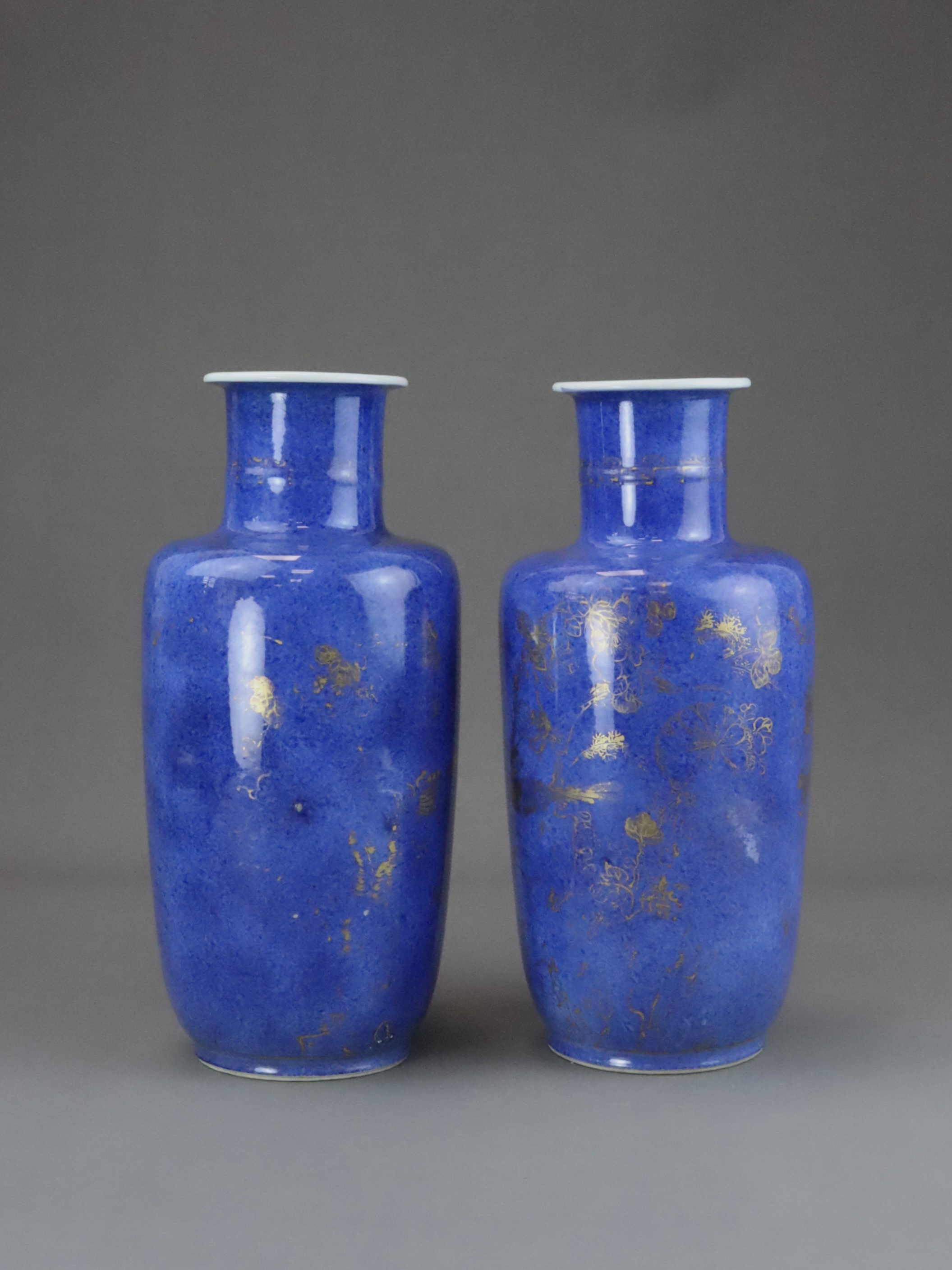 An Attractive Pair of 'bleu souffle' Rouleau Vases, Kangxi, - Image 3 of 8