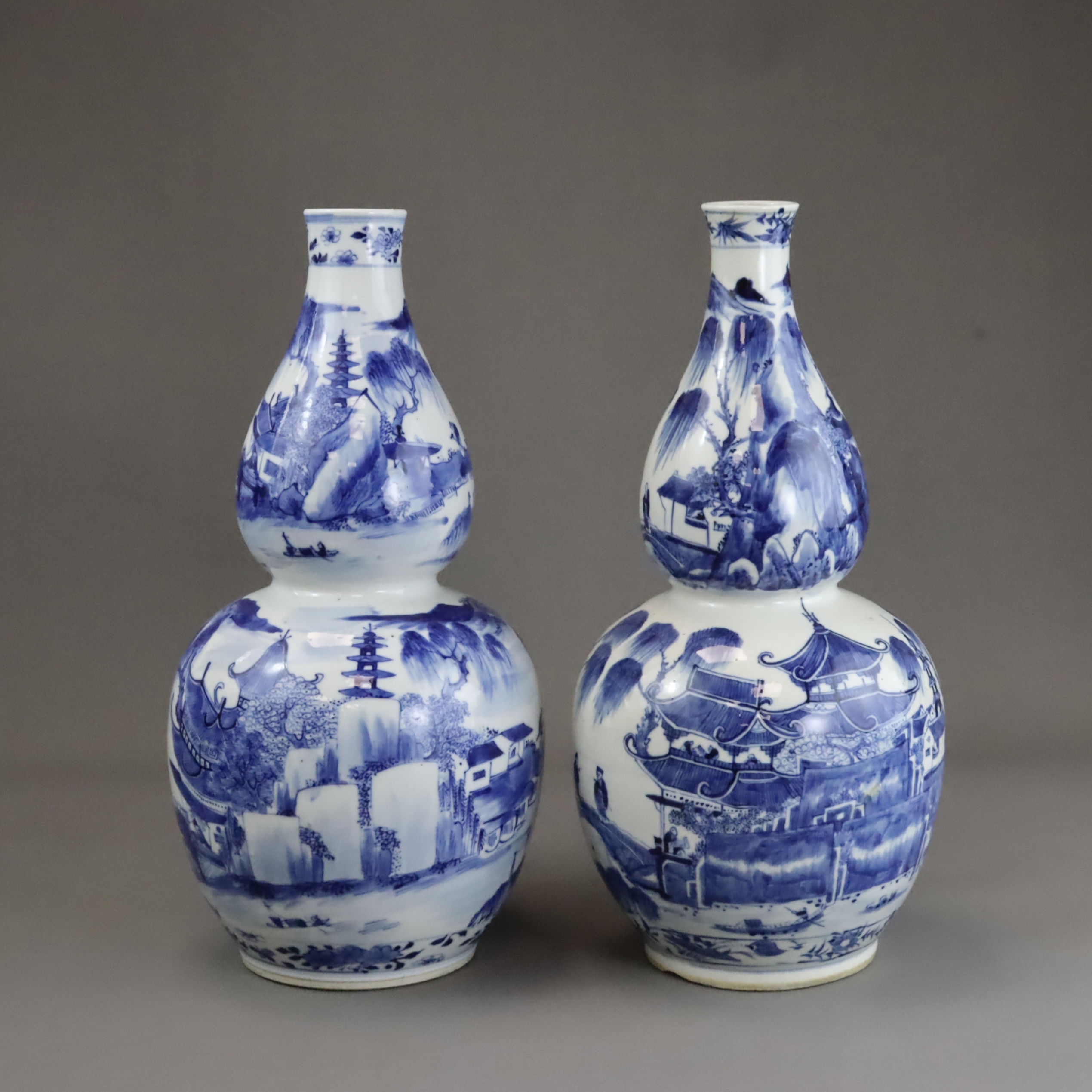 A Pair of Blue and White Double Gourd Vases, 19th century, - Image 5 of 12
