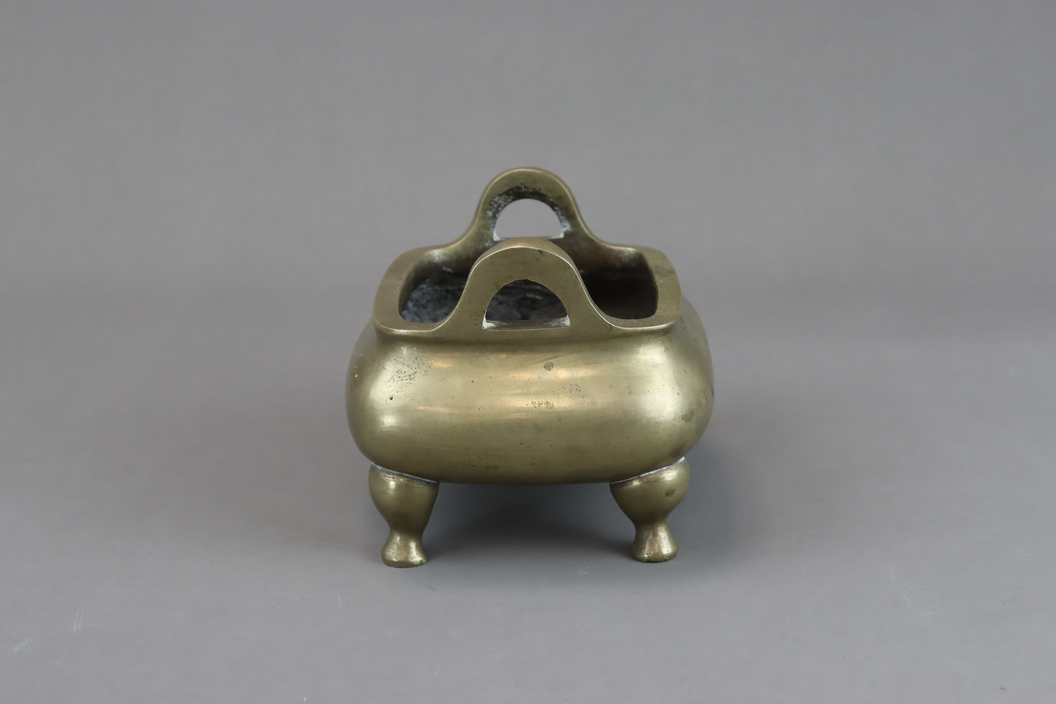 A four legged Bronze Censer, fang ding, seal mark, Qing dynasty - Image 3 of 7