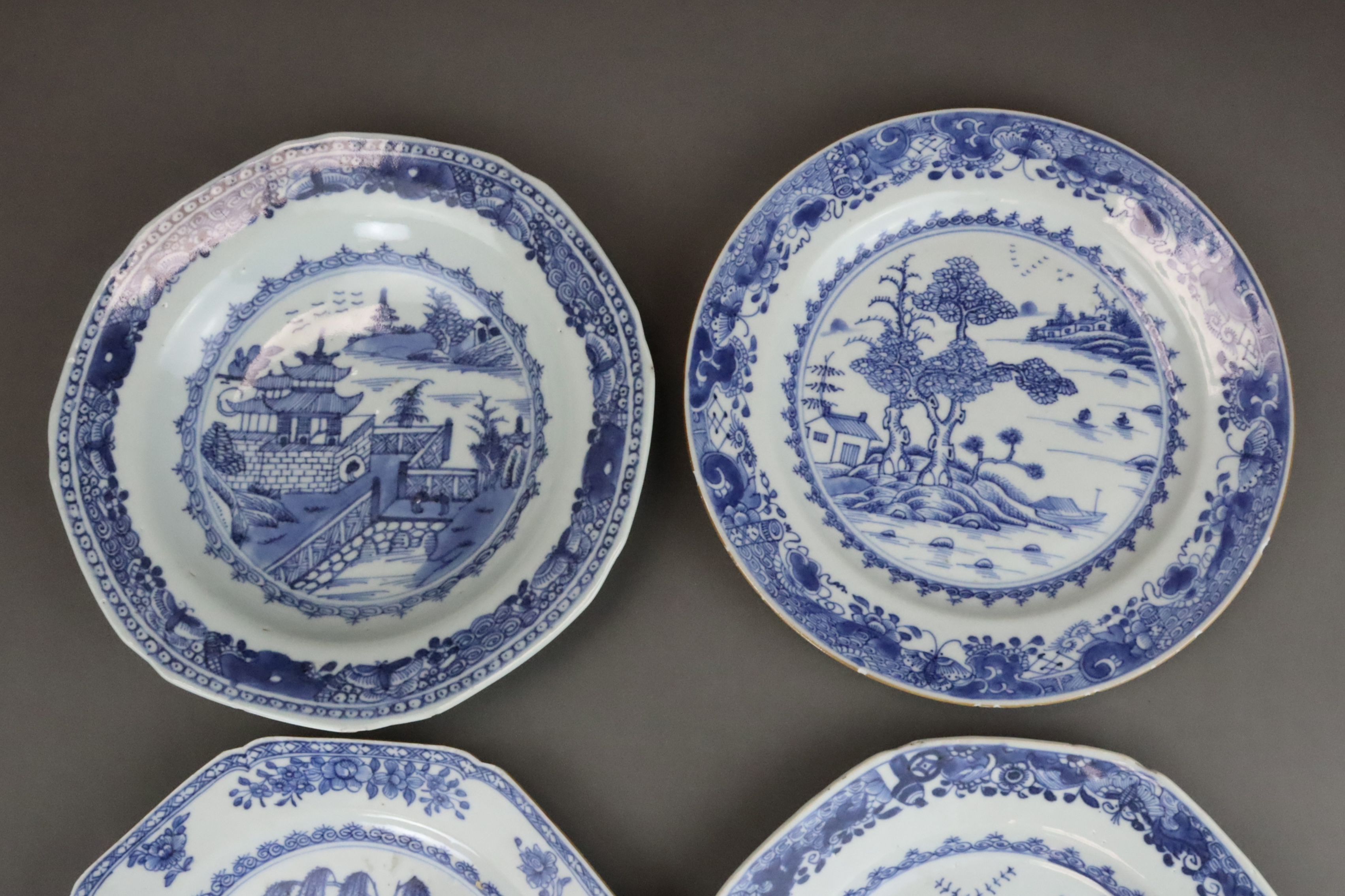 A Set of 9  Blue and White and 'famille rose' Plates, Qianlong - Image 9 of 11