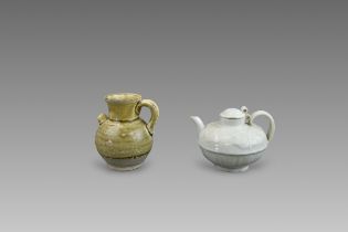 A Qingbai Ewer and Cover and A Amber-glazed Ewer, Song dynasty and earlier