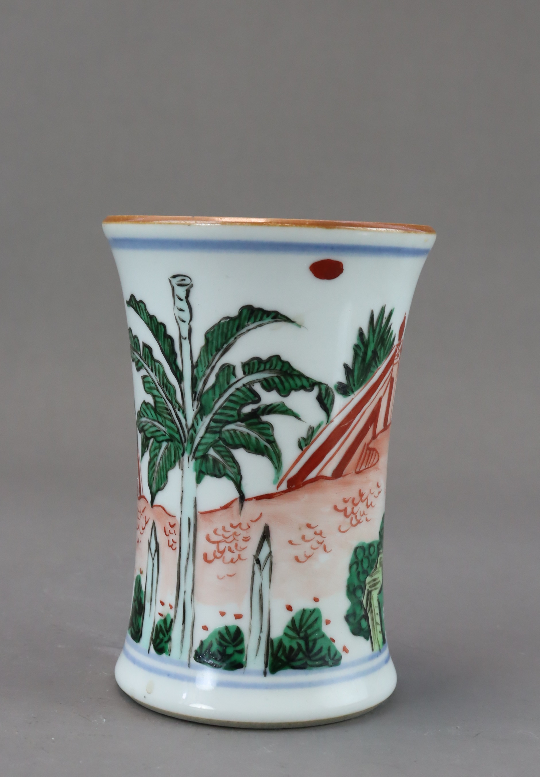 A 'famille verte' 'Qilin' Brushpot, Shunzhi - Image 3 of 6