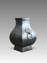 A Bronze Square Jar, fanghu, Ming dynasty or earlier