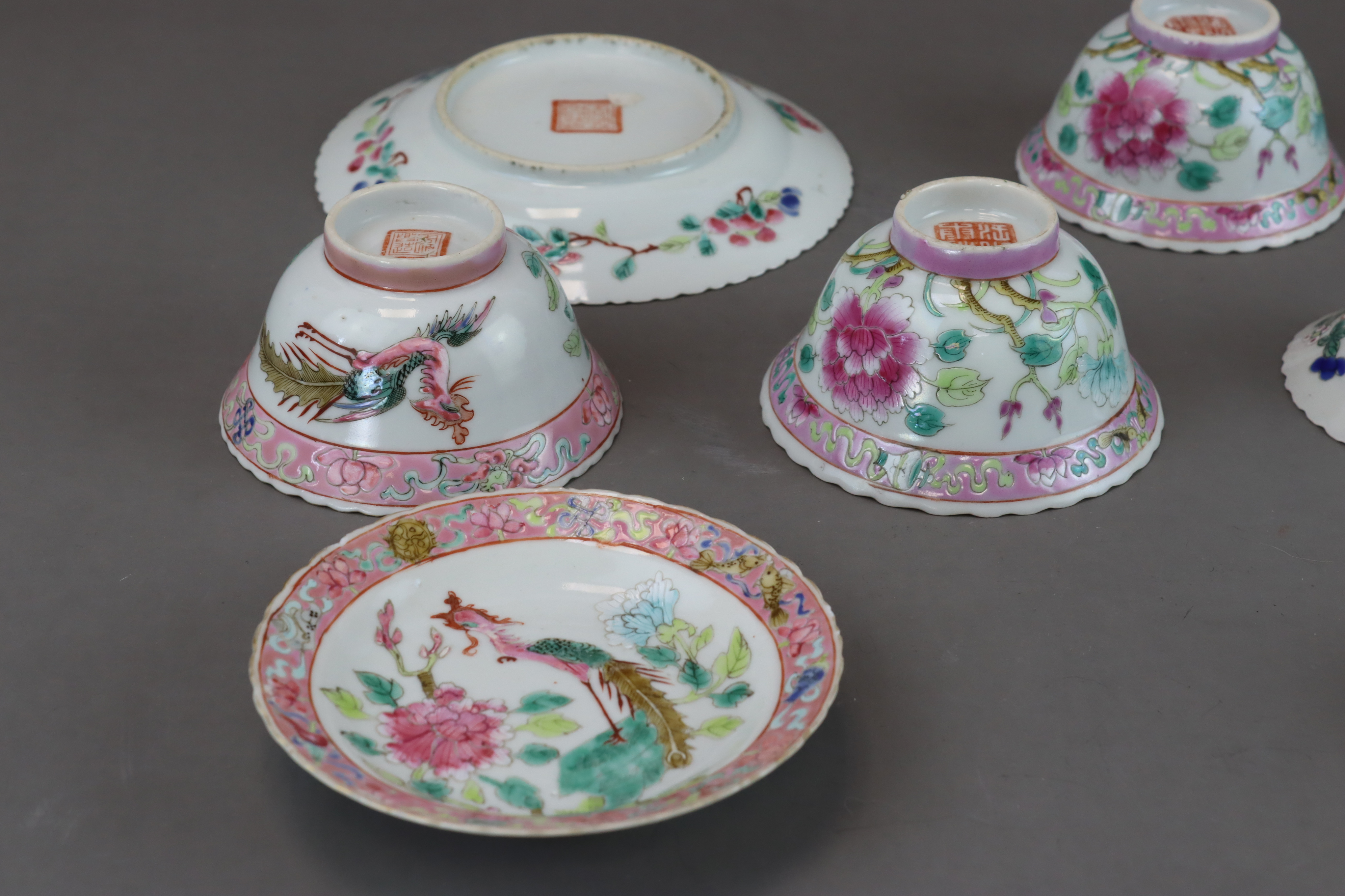 A Good Nonya Ware Part Tea Service, 19th century, - Image 3 of 7