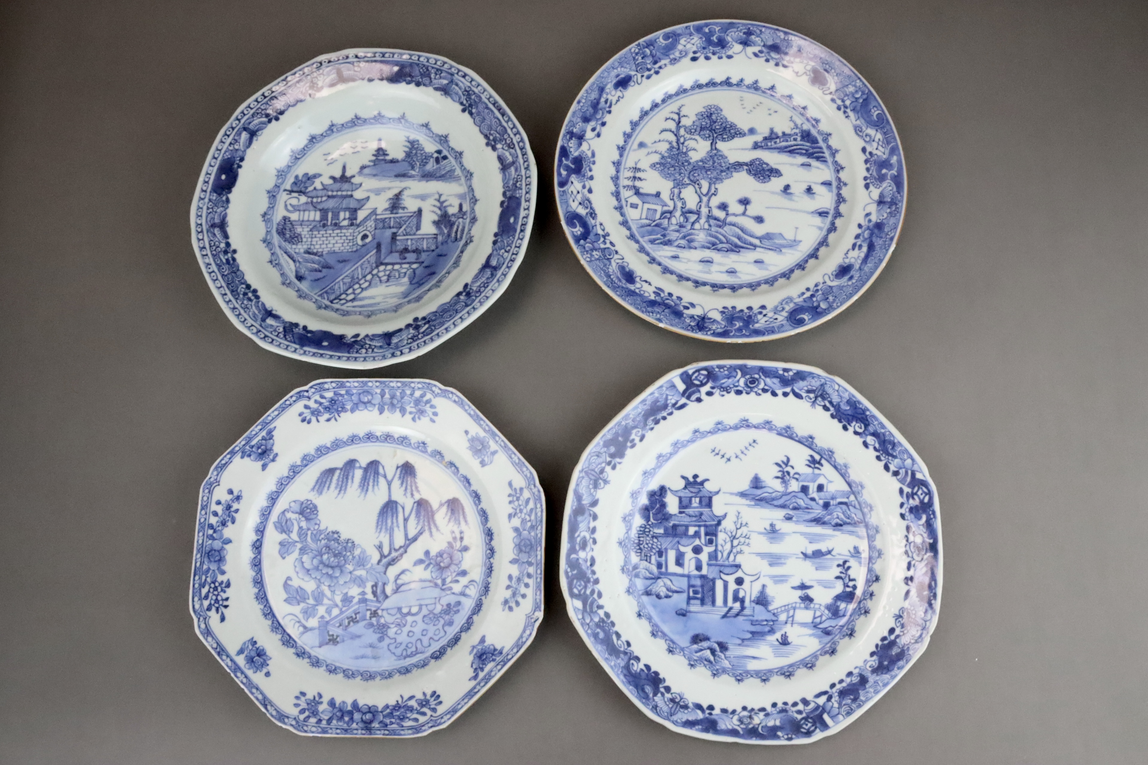 A Set of 9  Blue and White and 'famille rose' Plates, Qianlong - Image 8 of 11