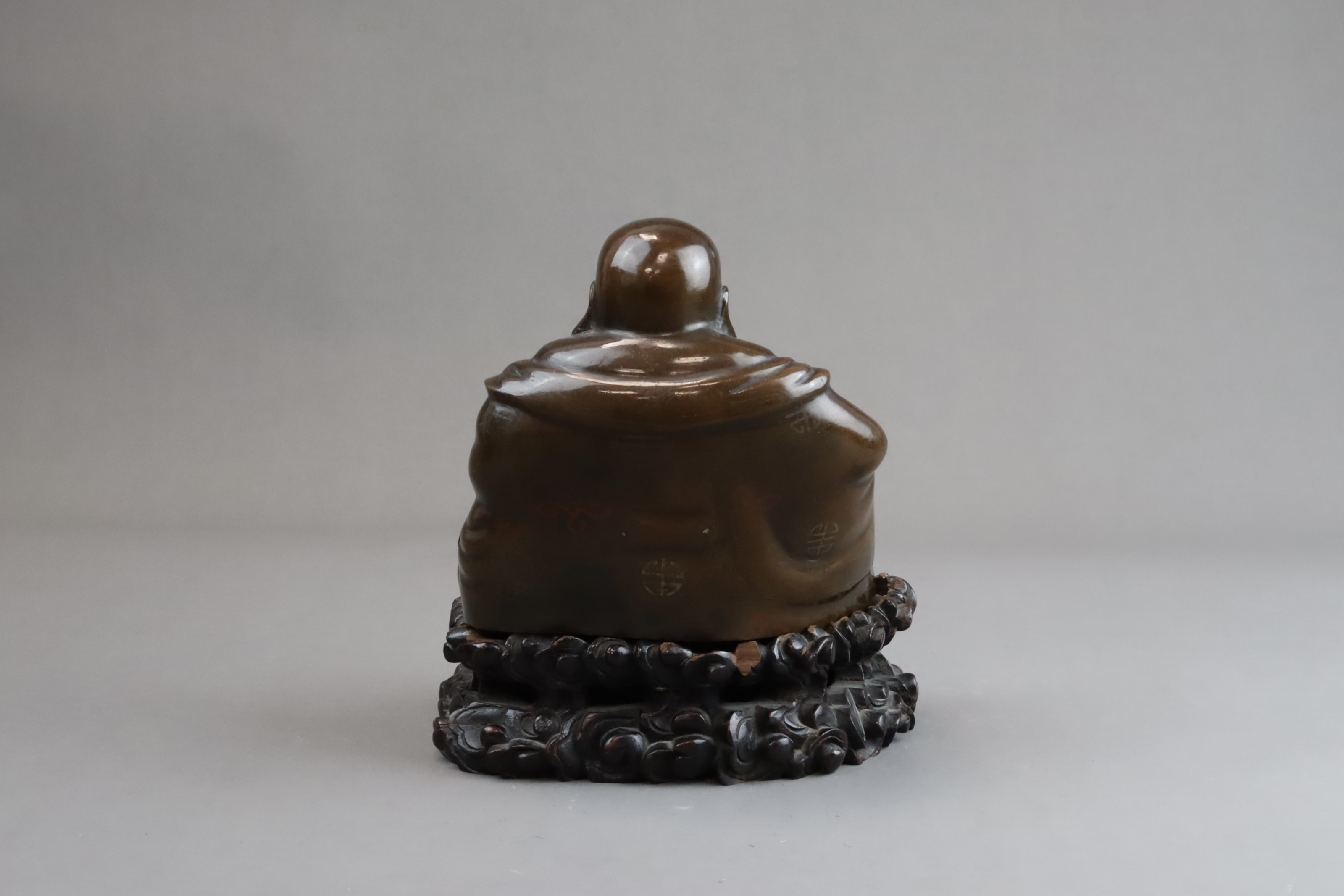 A Seated Inlaid Bronze Budai, Qing dynasty, - Image 5 of 9