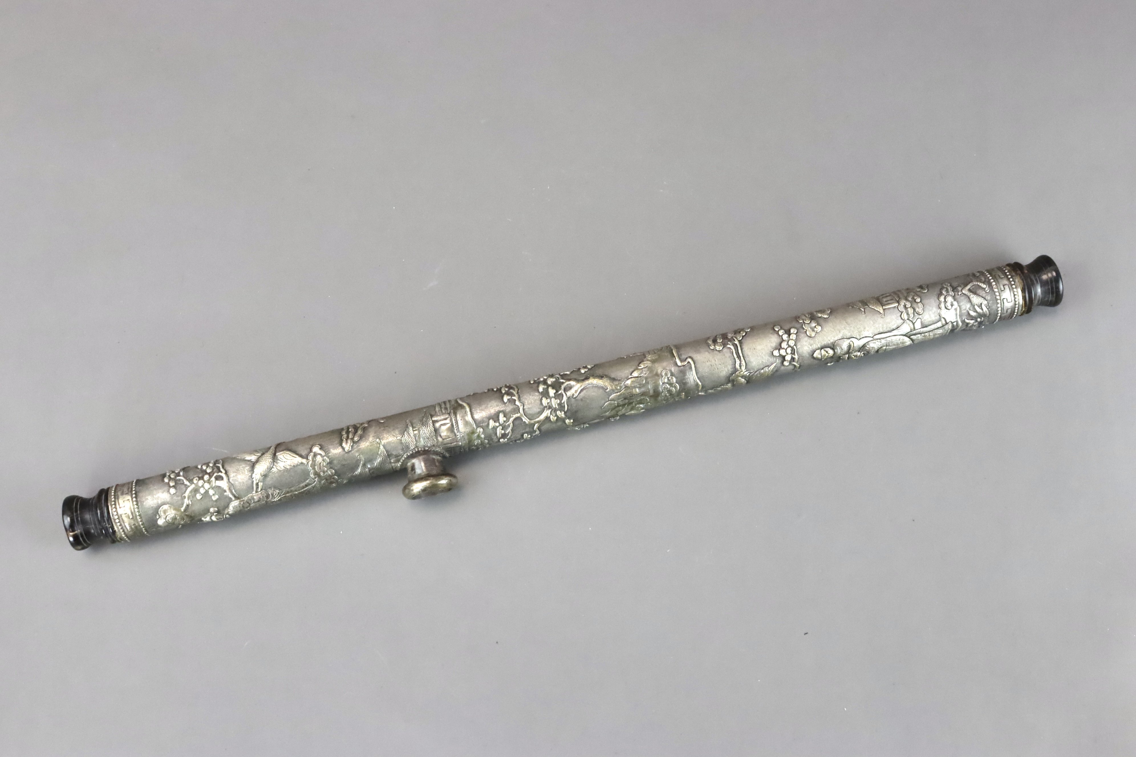 An Unusual Silver Opium Pipe, late Qing dynasty, - Image 6 of 11