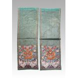 A Pair of Rectangular Dragon Embroideries, Qing dynasty,