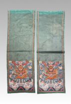 A Pair of Rectangular Dragon Embroideries, Qing dynasty,