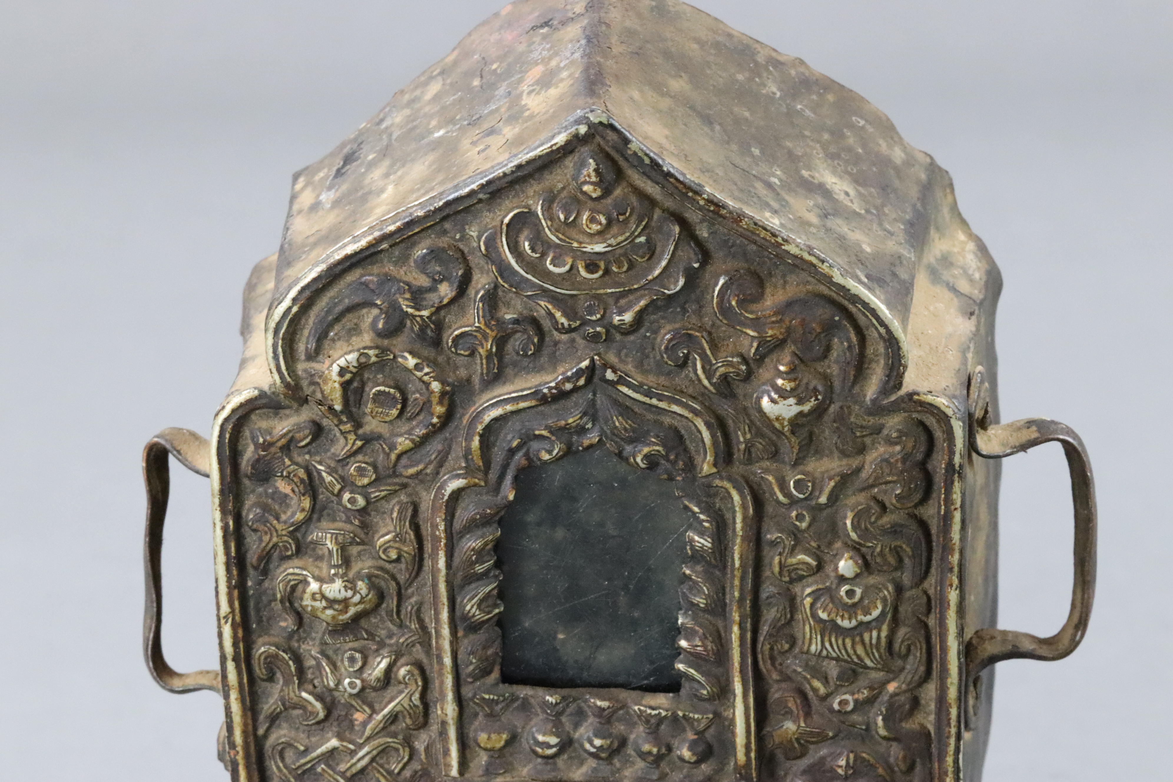 Six moulded Pottery Tsa Tsa, Qing dynasty, A Miniature Bronze seated Bodhisattvas, and a copper Gau, - Image 2 of 18