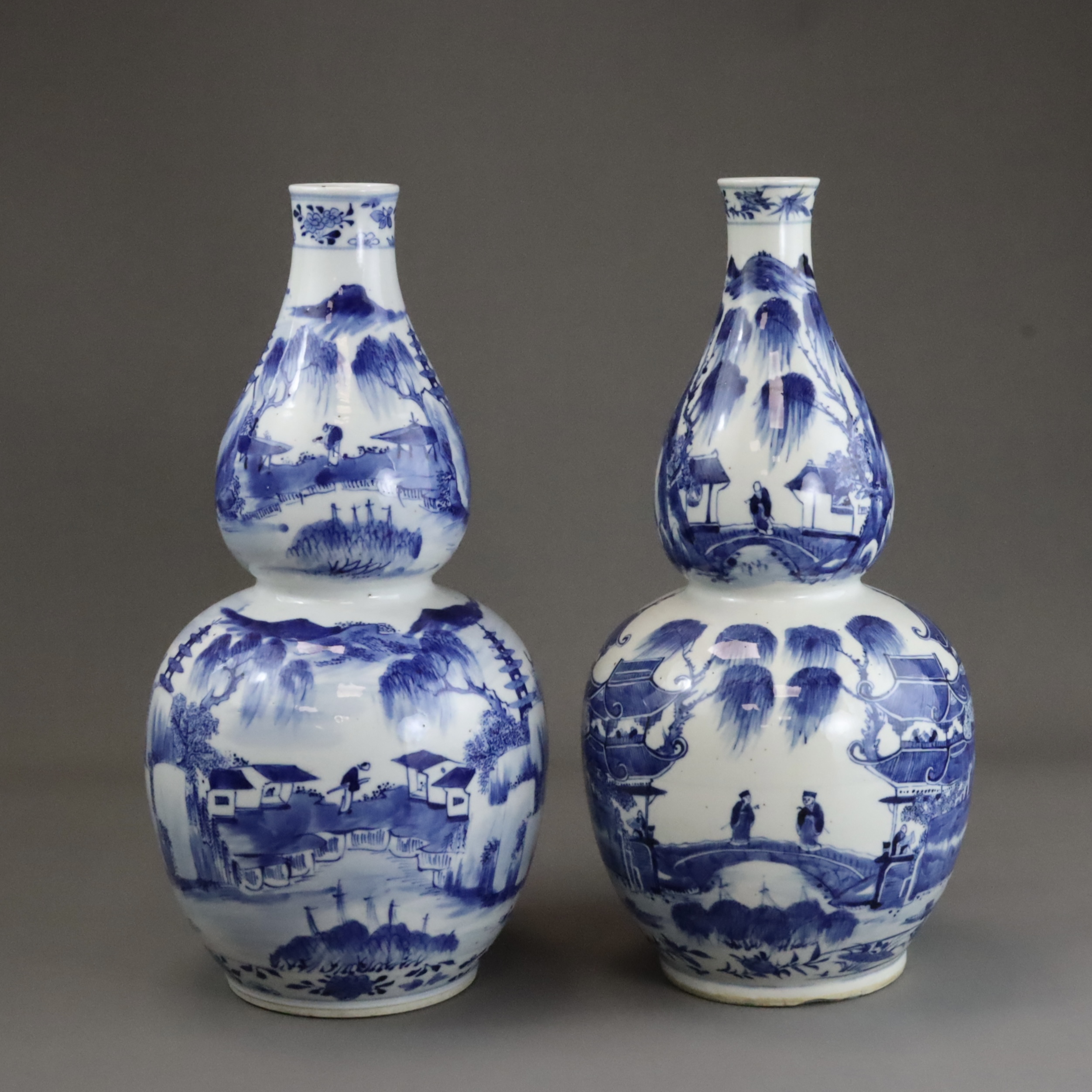A Pair of Blue and White Double Gourd Vases, 19th century, - Image 8 of 12