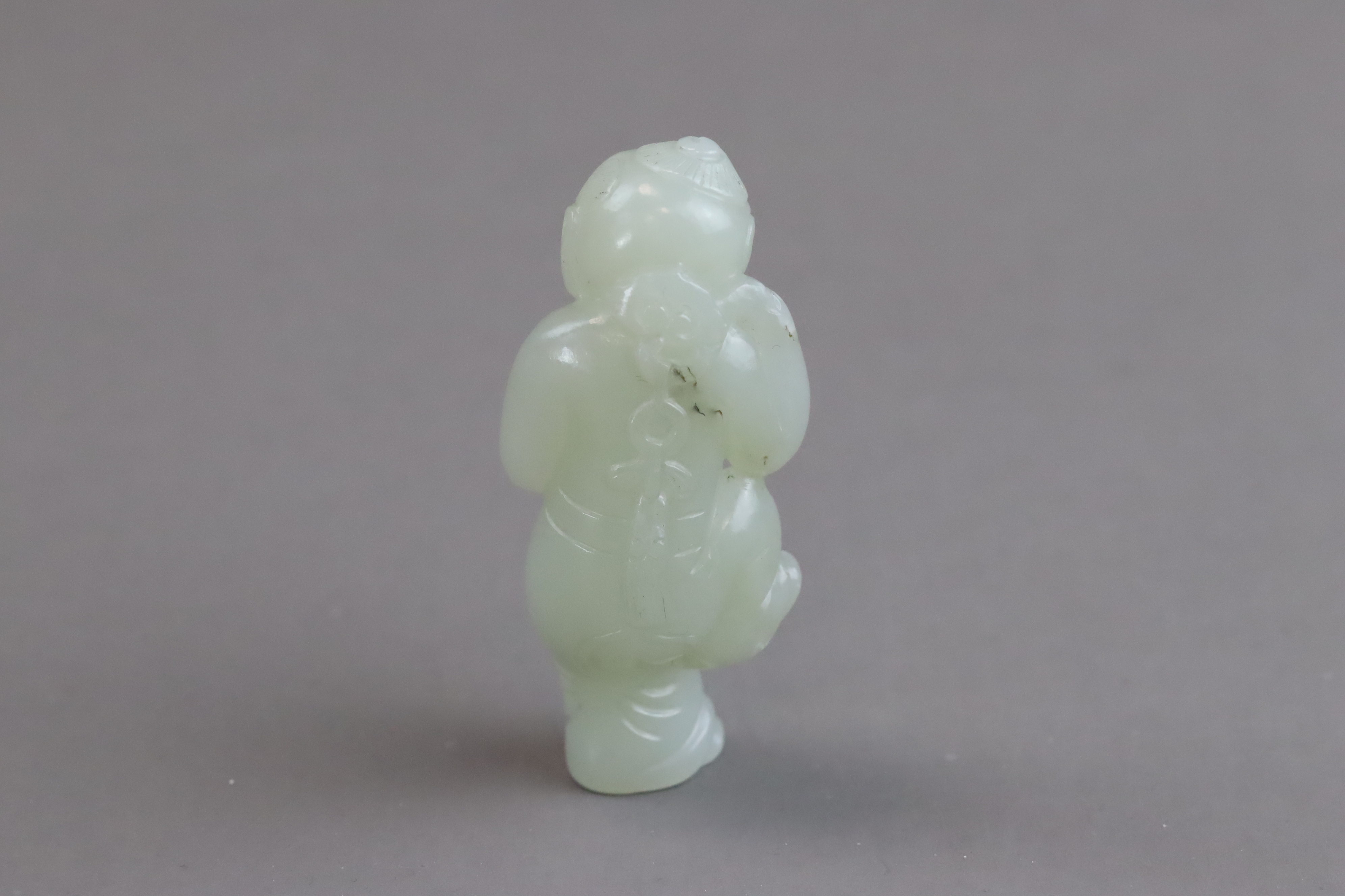 A Pale Celadon Jade Boy, and a Brown Jade Three Boy Group, Qianlong and earlier, - Image 9 of 13