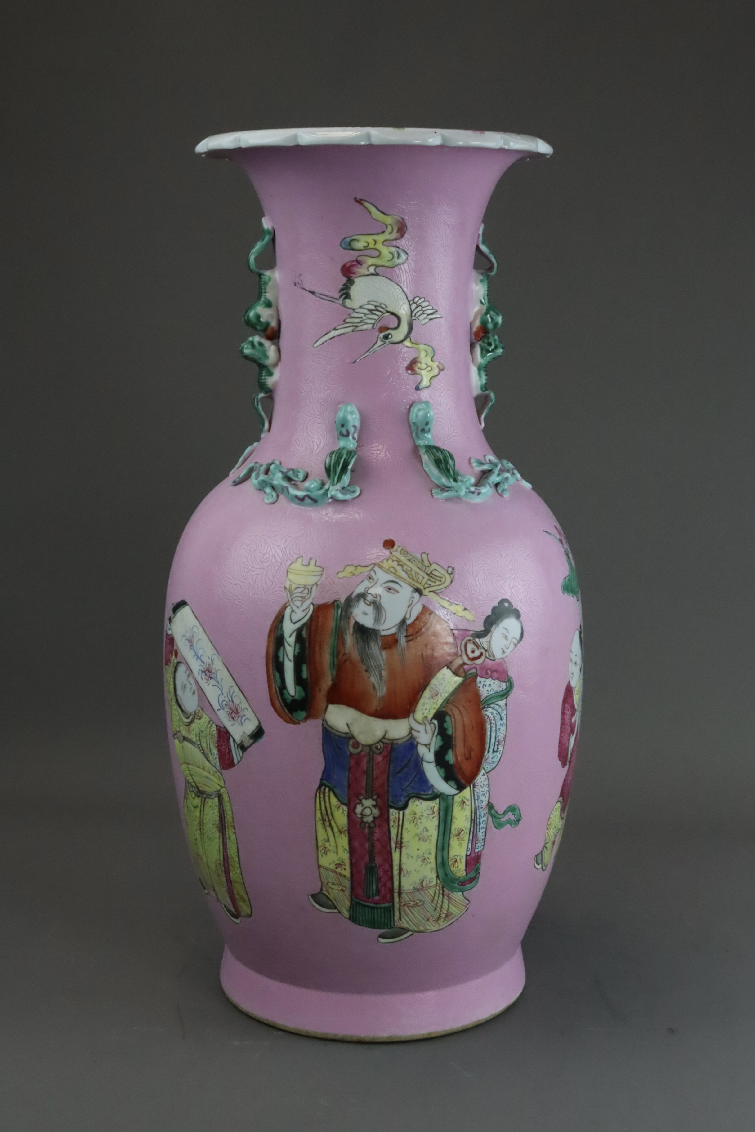 A Good Pair of Pink ground Vases with Immortals, 19th century, - Image 14 of 14