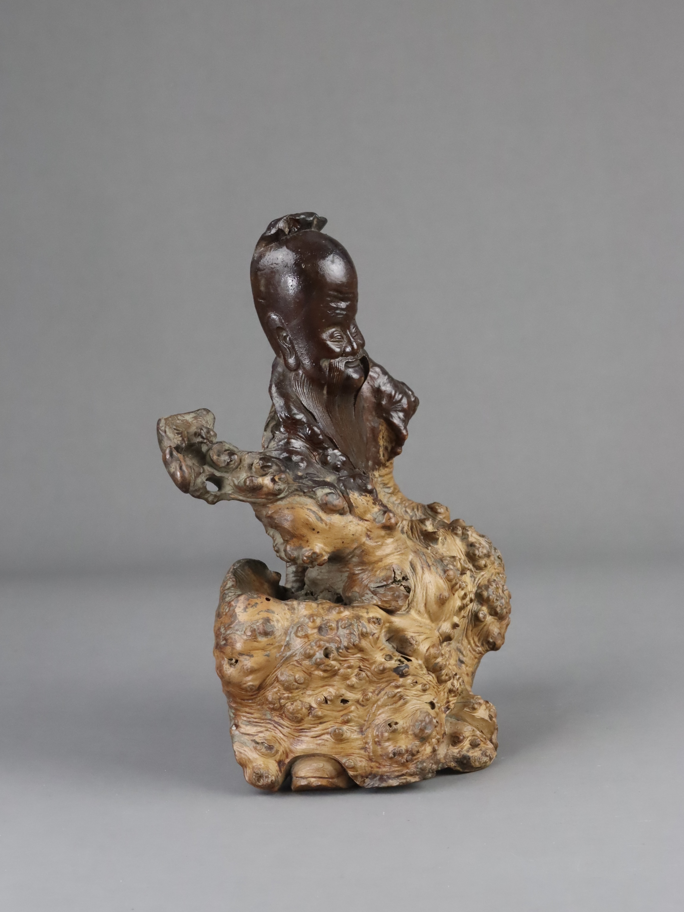 A Root Wood Carving of Shoulao, Qing dynasty - Image 4 of 11