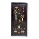 A Good Hardstone Inlaid Lacquer Panel, late Qing dynasty