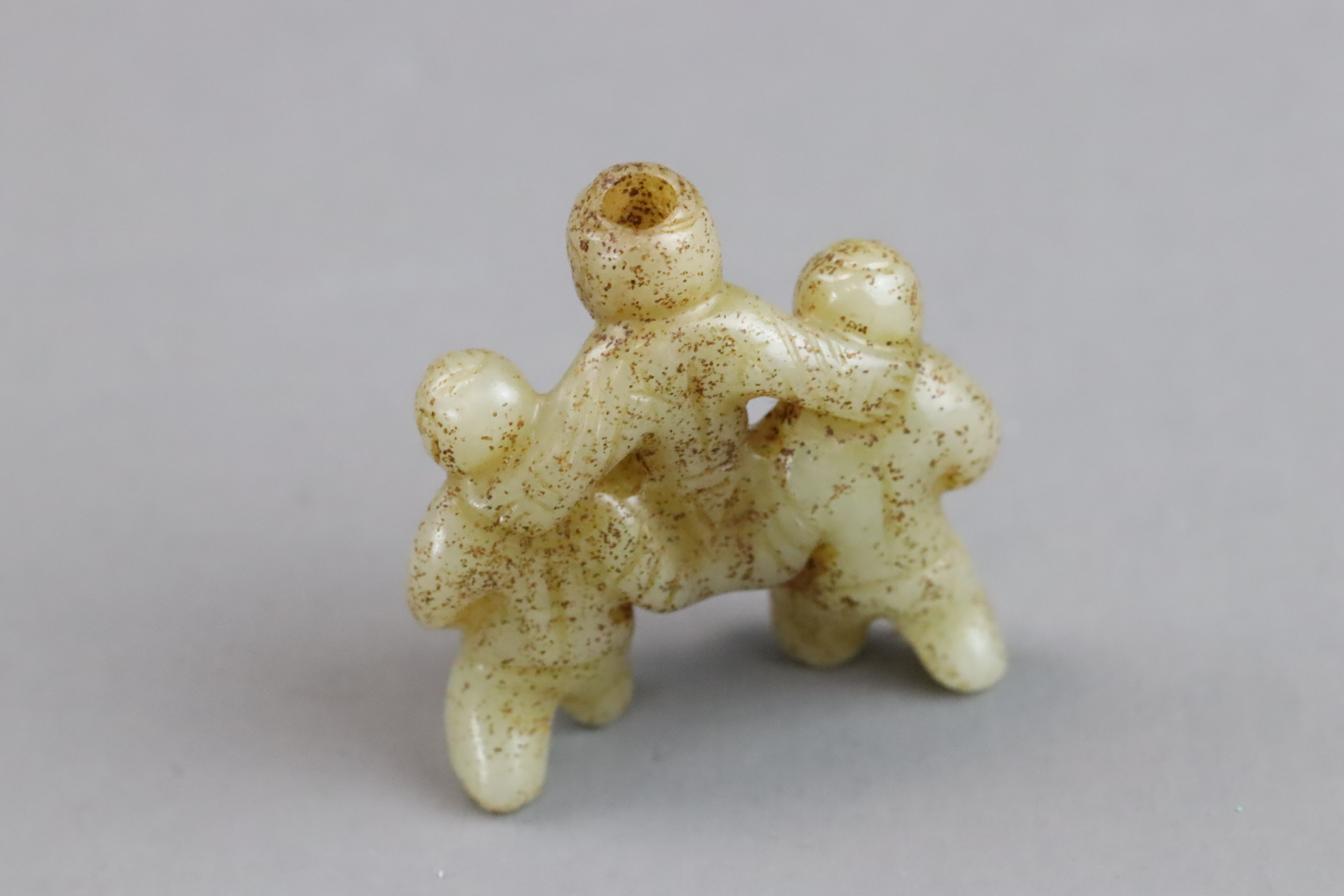 A Pale Celadon Jade Boy, and a Brown Jade Three Boy Group, Qianlong and earlier, - Image 13 of 13
