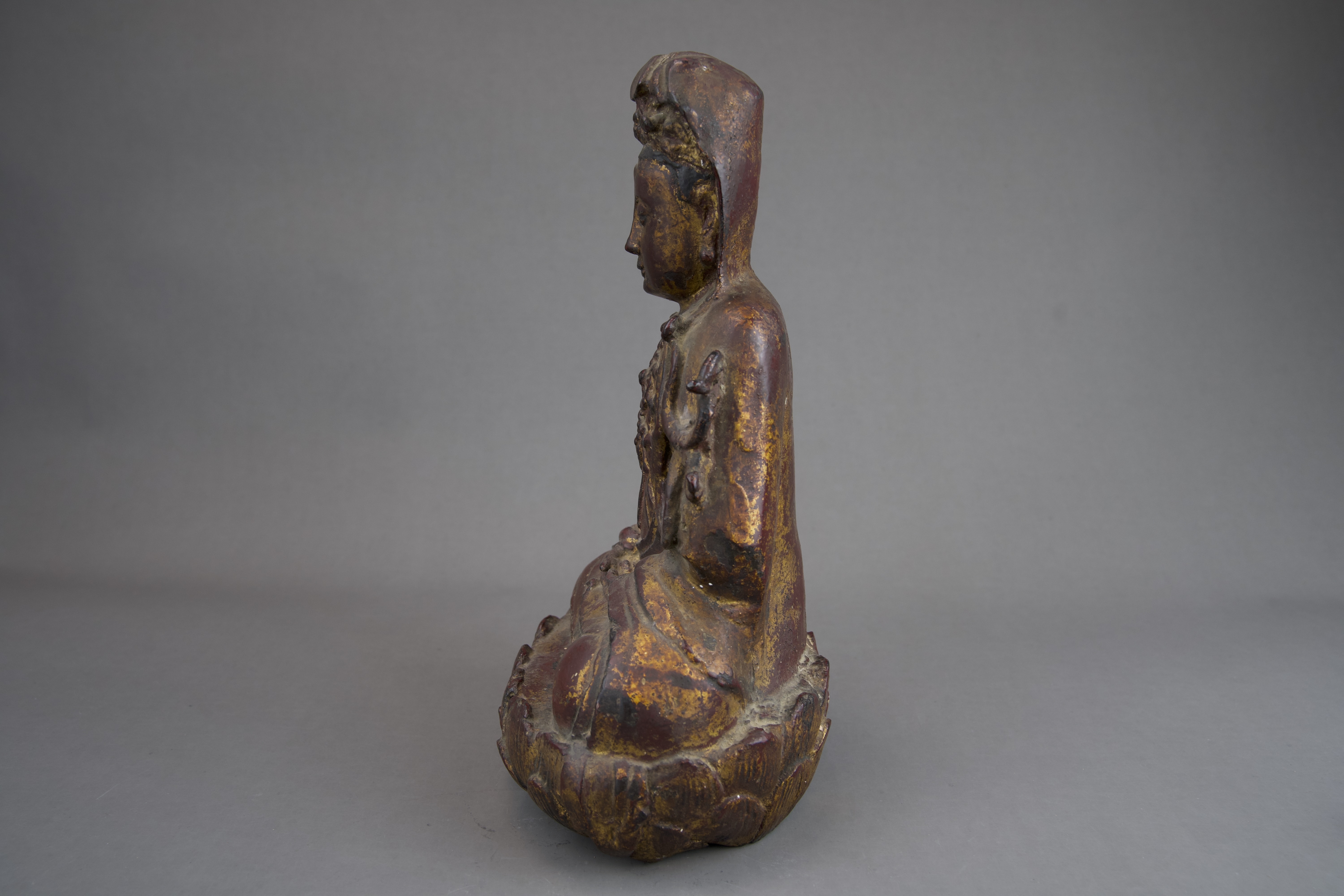 A Lacquered Bronze Seated Guanyin, Ming dynasty, - Image 2 of 7