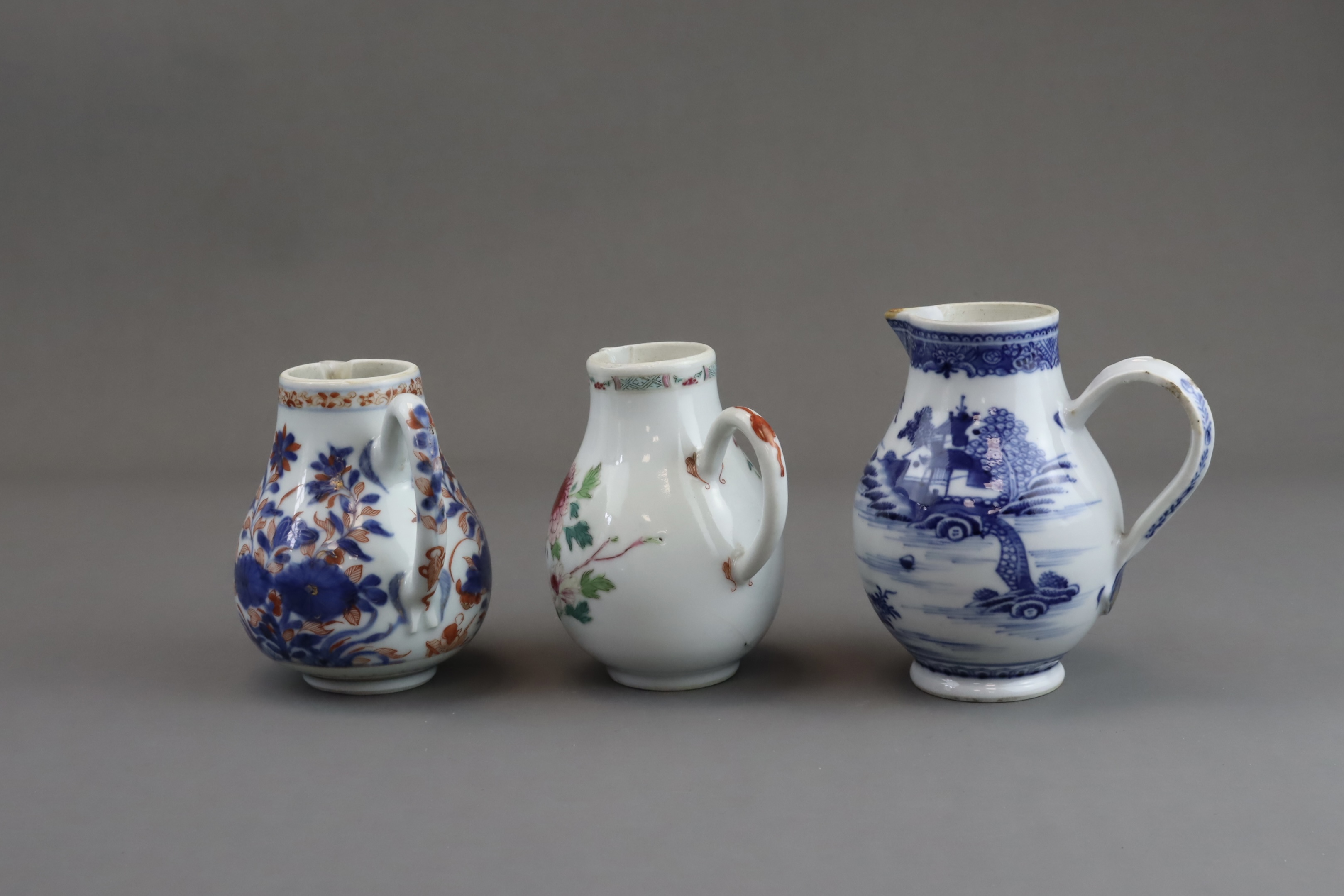 Three Blue and White and 'famille rose' Milk Jugs, 18th century - Image 3 of 10