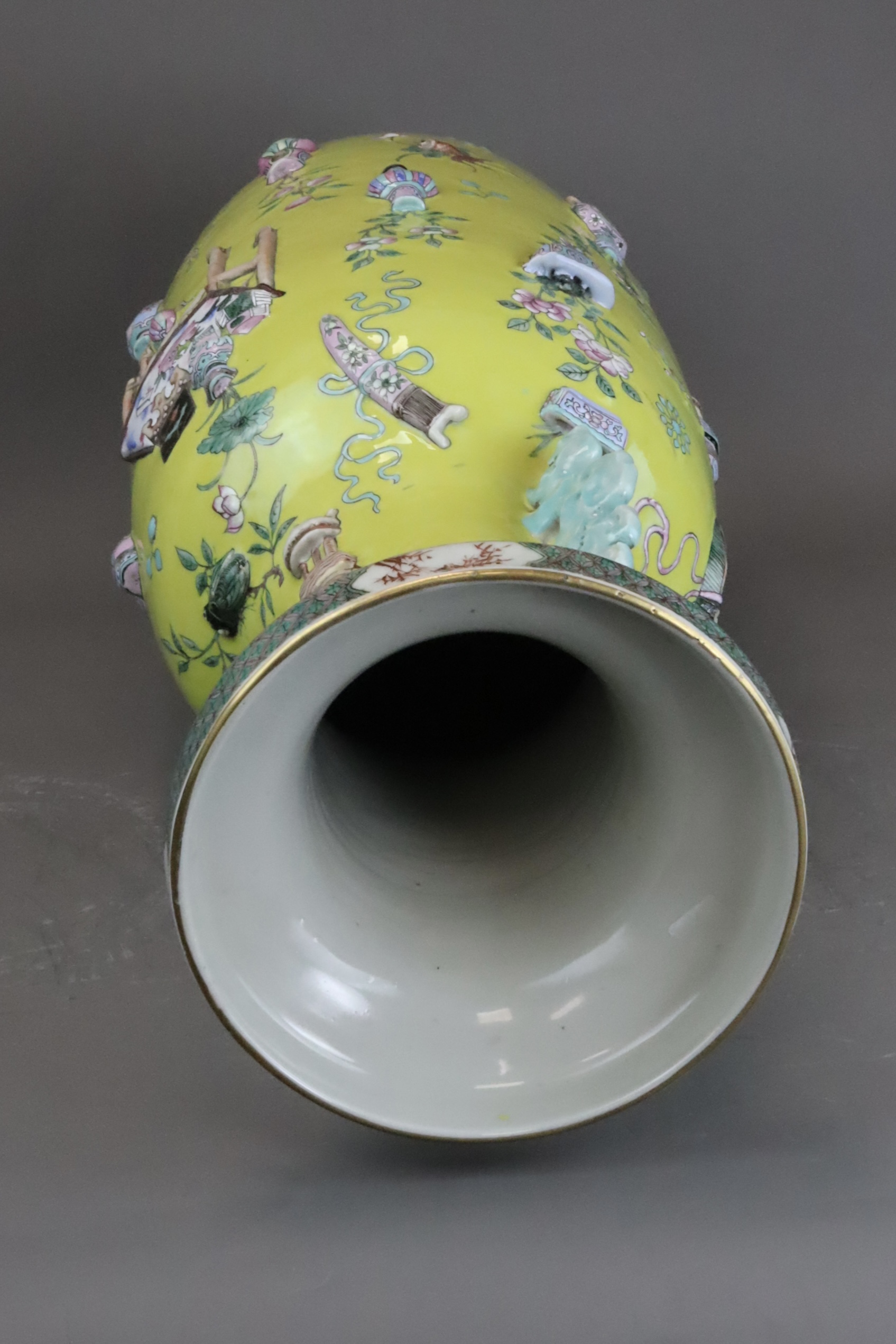A Large Yellow Ground Moulded Vase, 19th century, - Image 12 of 14