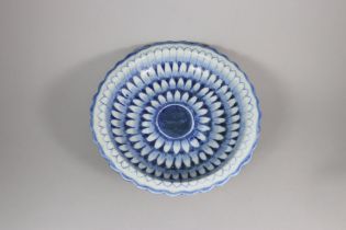 A Blue and White Moulded Dish, 19th century, 
