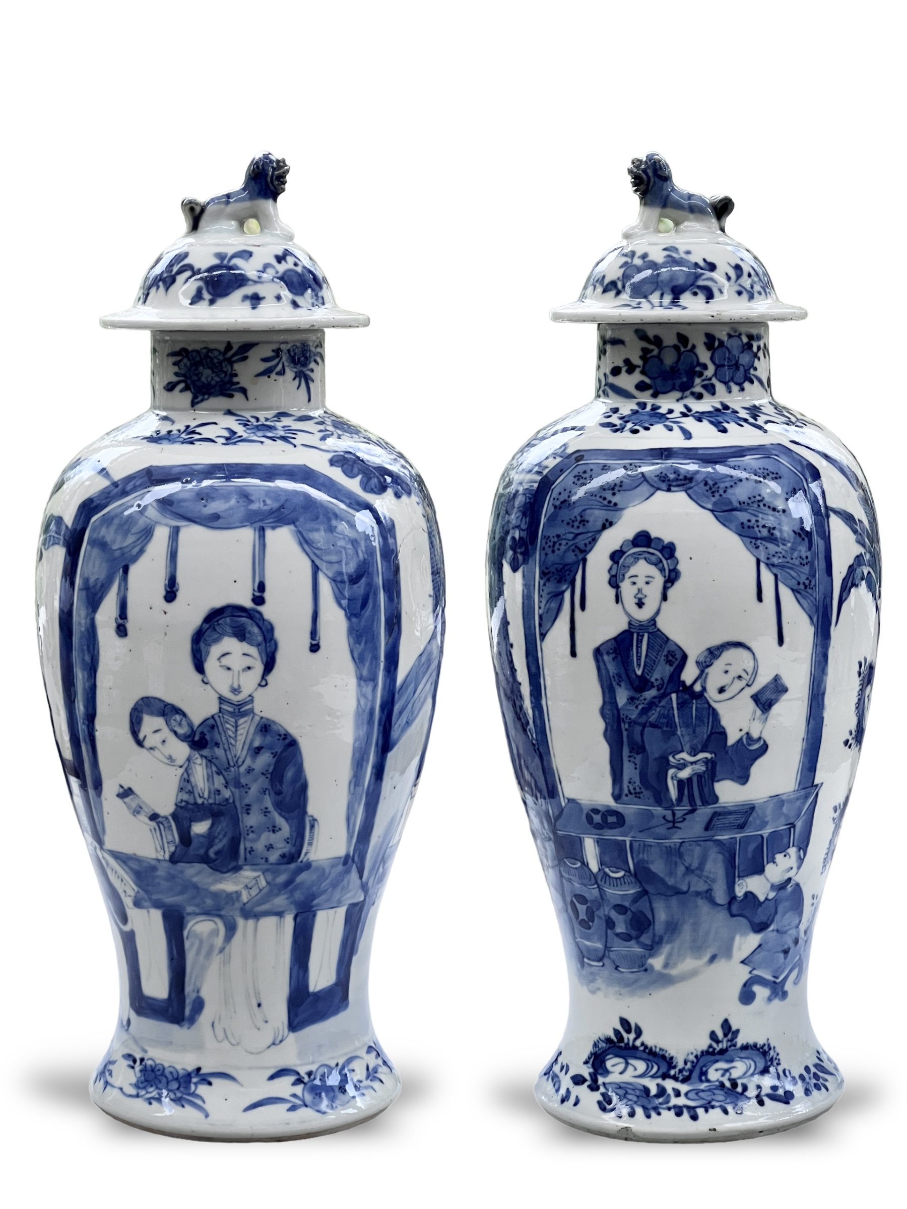 A Pair of blue and white Jars and Covers, Guangxu - Image 7 of 7