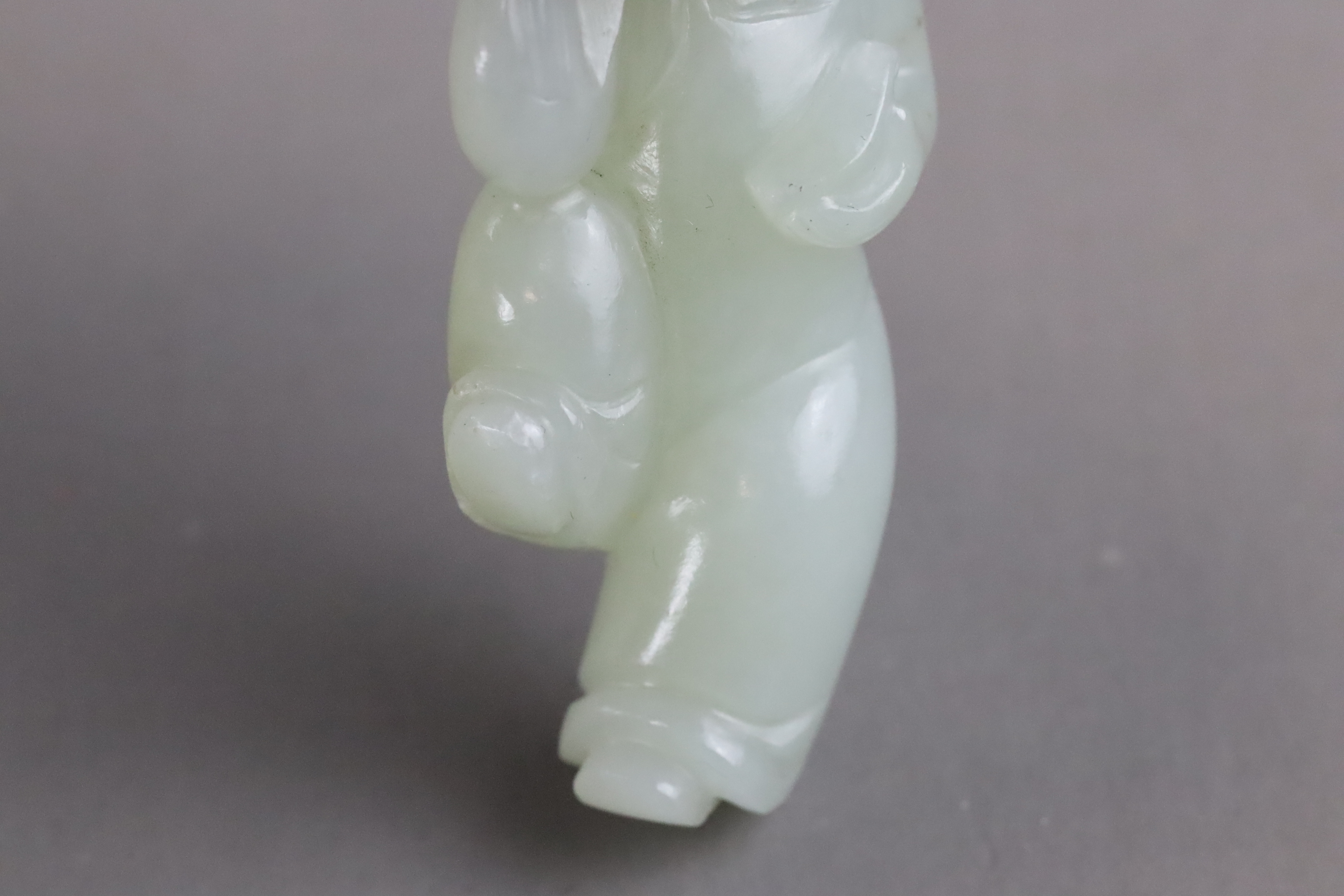 A Pale Celadon Jade Boy, and a Brown Jade Three Boy Group, Qianlong and earlier, - Image 3 of 13