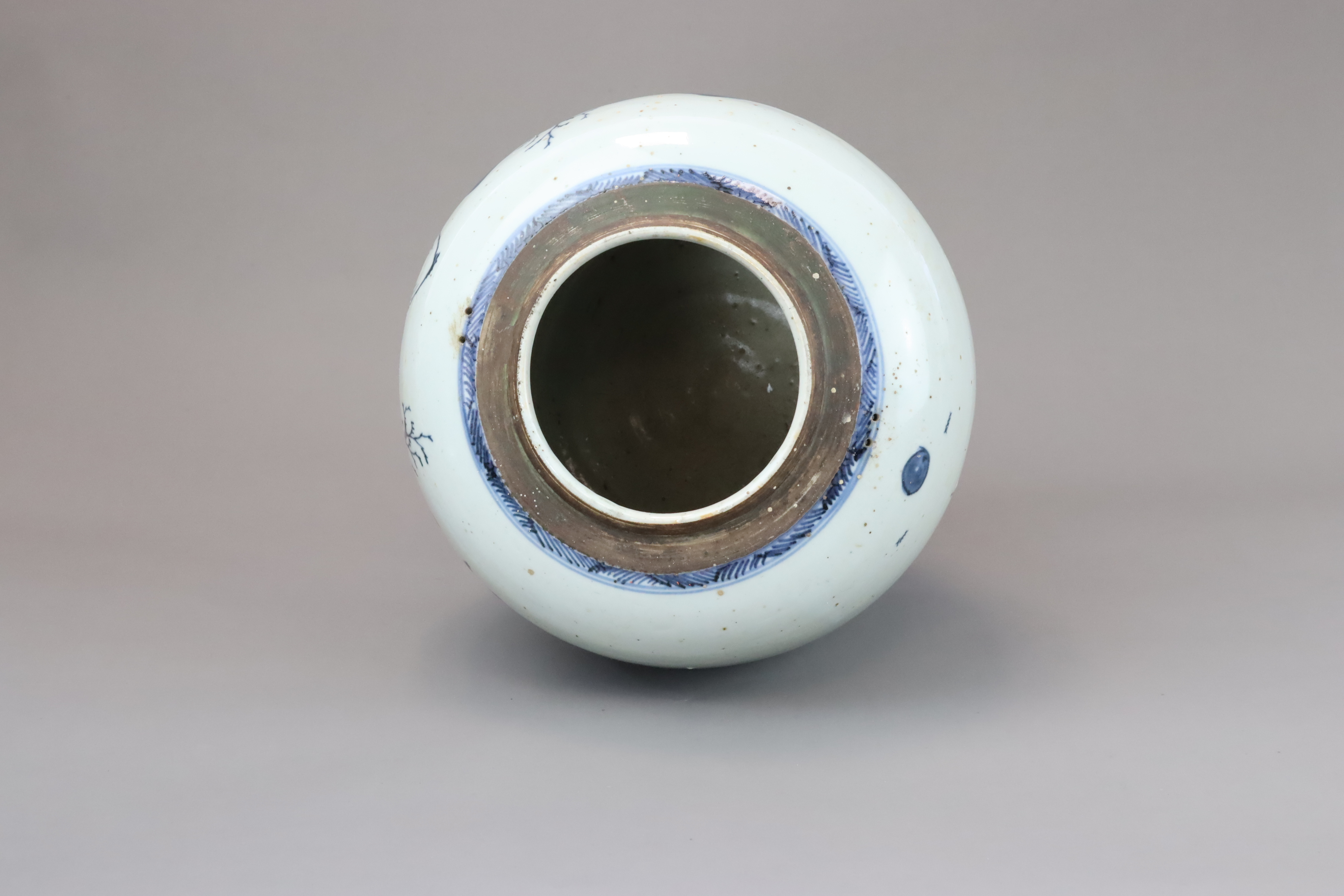 A Blue and White Landscape Ginger Jar, mid Qing, - Image 2 of 8