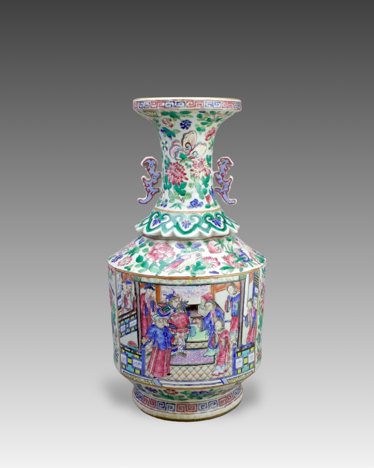 A 'famille rose'Bottle Vase with Figures, 19th century,