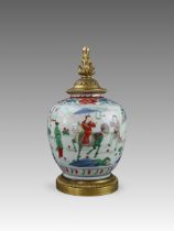 An Ormolu mounted Wucai Jar, Shunzhi, the ormolu c.1820