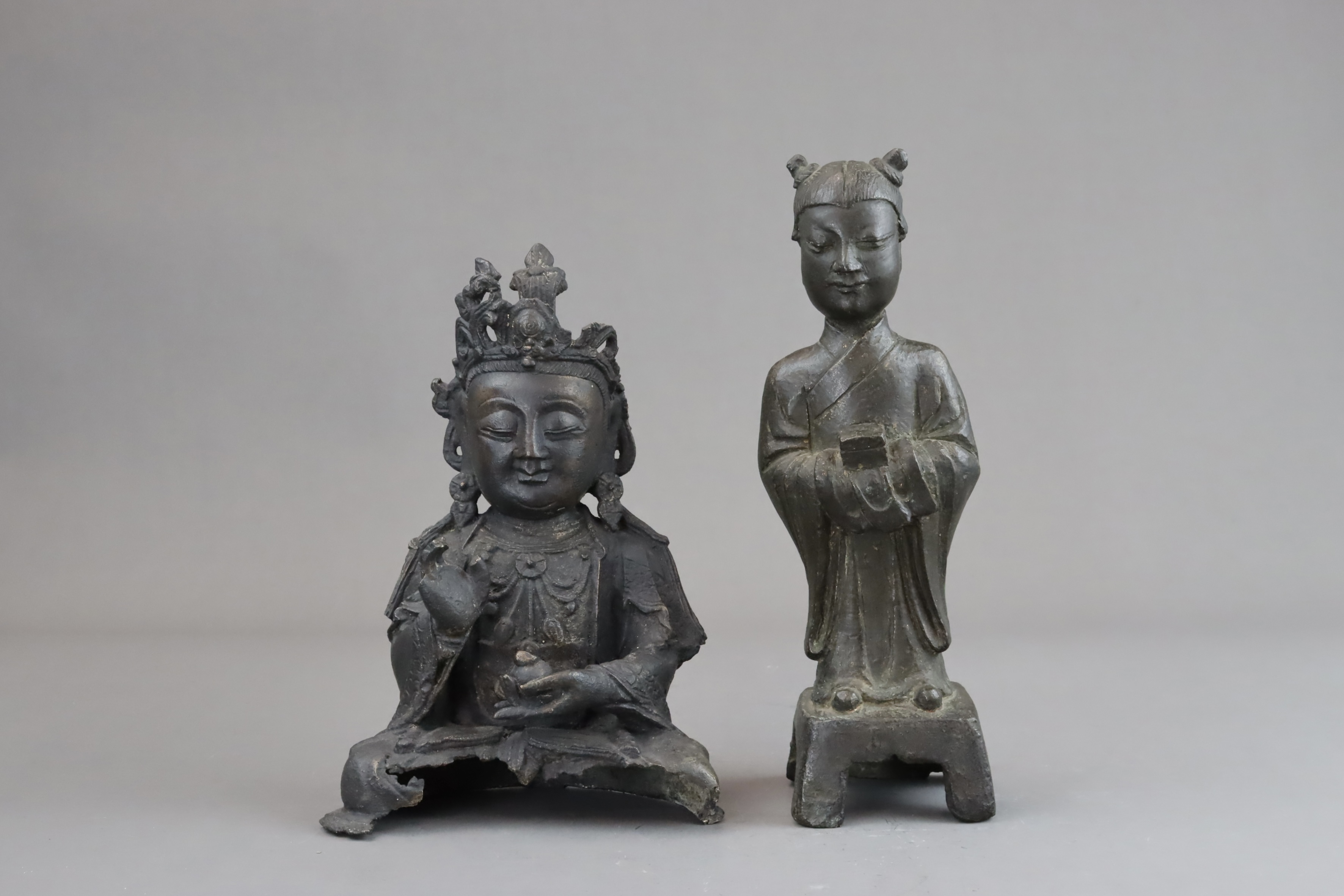 A Bronze Seated Bodhisattva, and a Standing Acolyte, Ming dynasty - Image 2 of 14