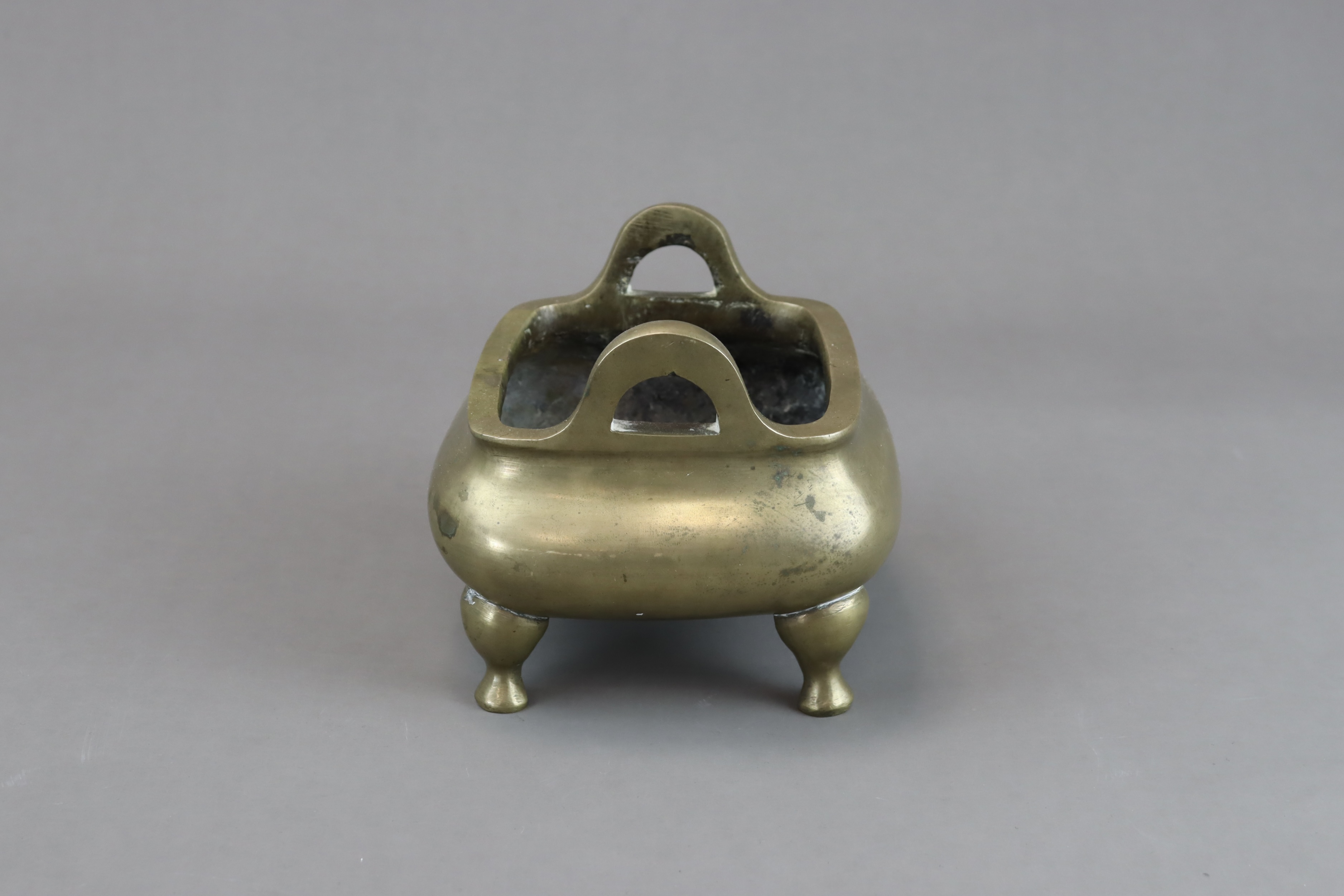 A four legged Bronze Censer, fang ding, seal mark, Qing dynasty - Image 2 of 7