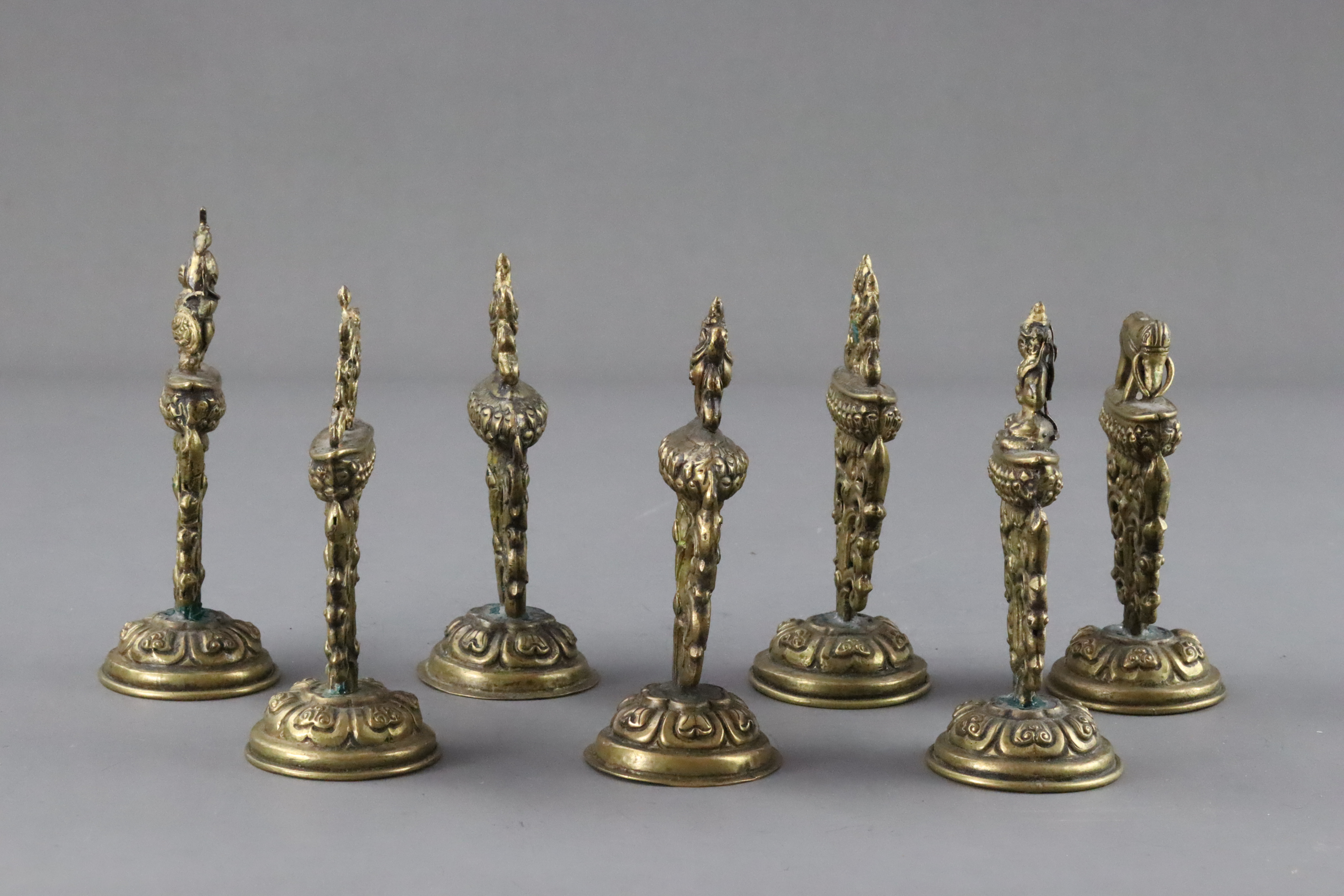 A Rare Group of Seven Copper alloy Altar Emblems, 17/18th century, - Bild 3 aus 6
