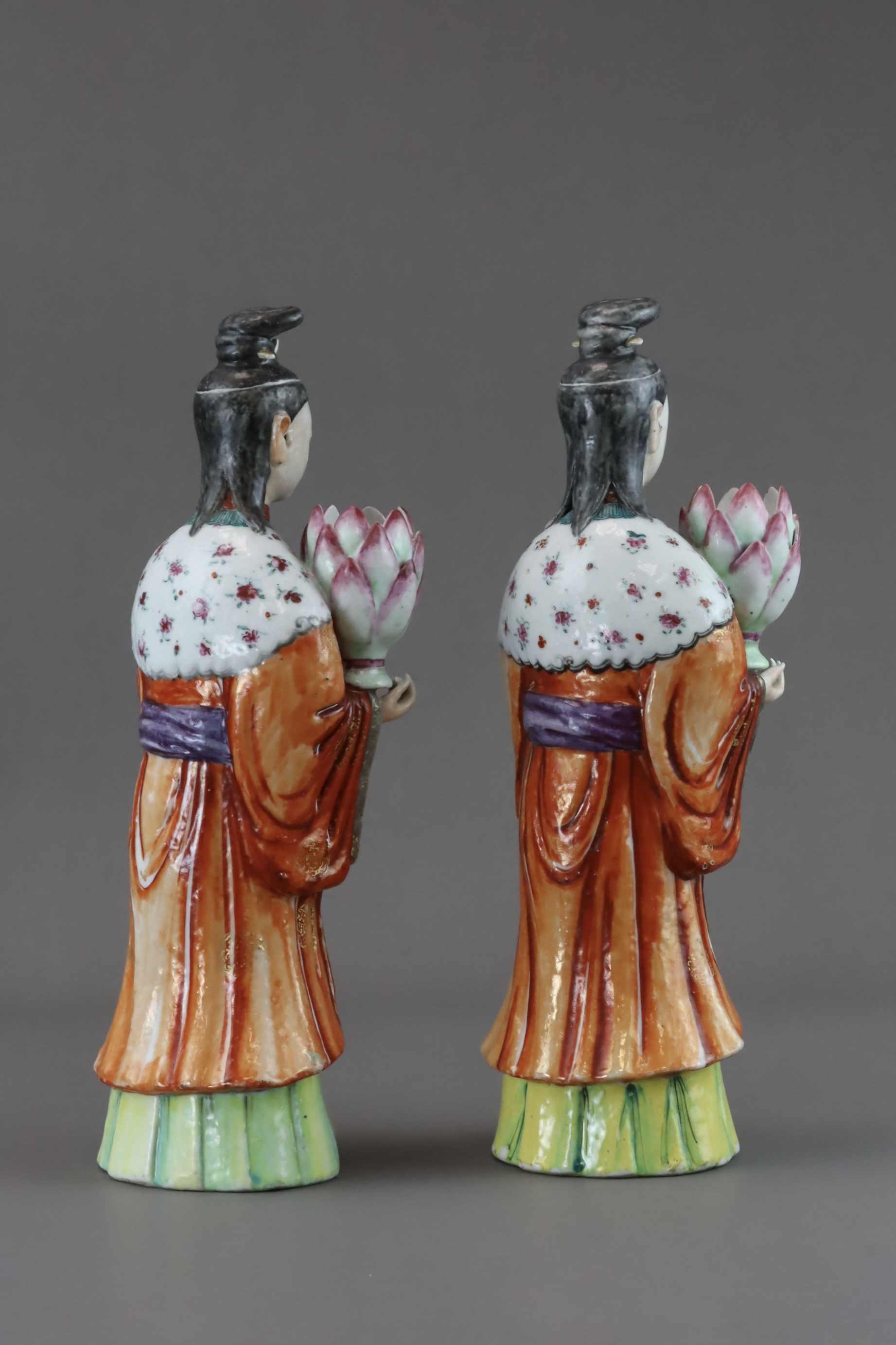 A Pair of 'famille rose' Ladies, Qianlong - Image 6 of 12